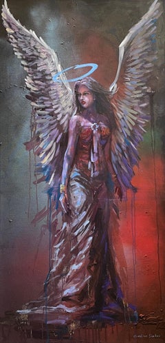 „Engel der Gnade“ – Serie „Fallen Angel“ – Figurativer Engel, Öl auf Leinwand 