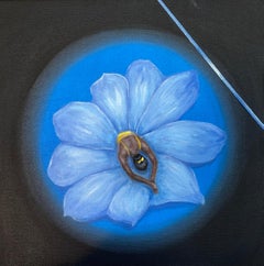 « Blue Ballerina », petite danseuse de ballet figurative, peinture à l'huile sur toile