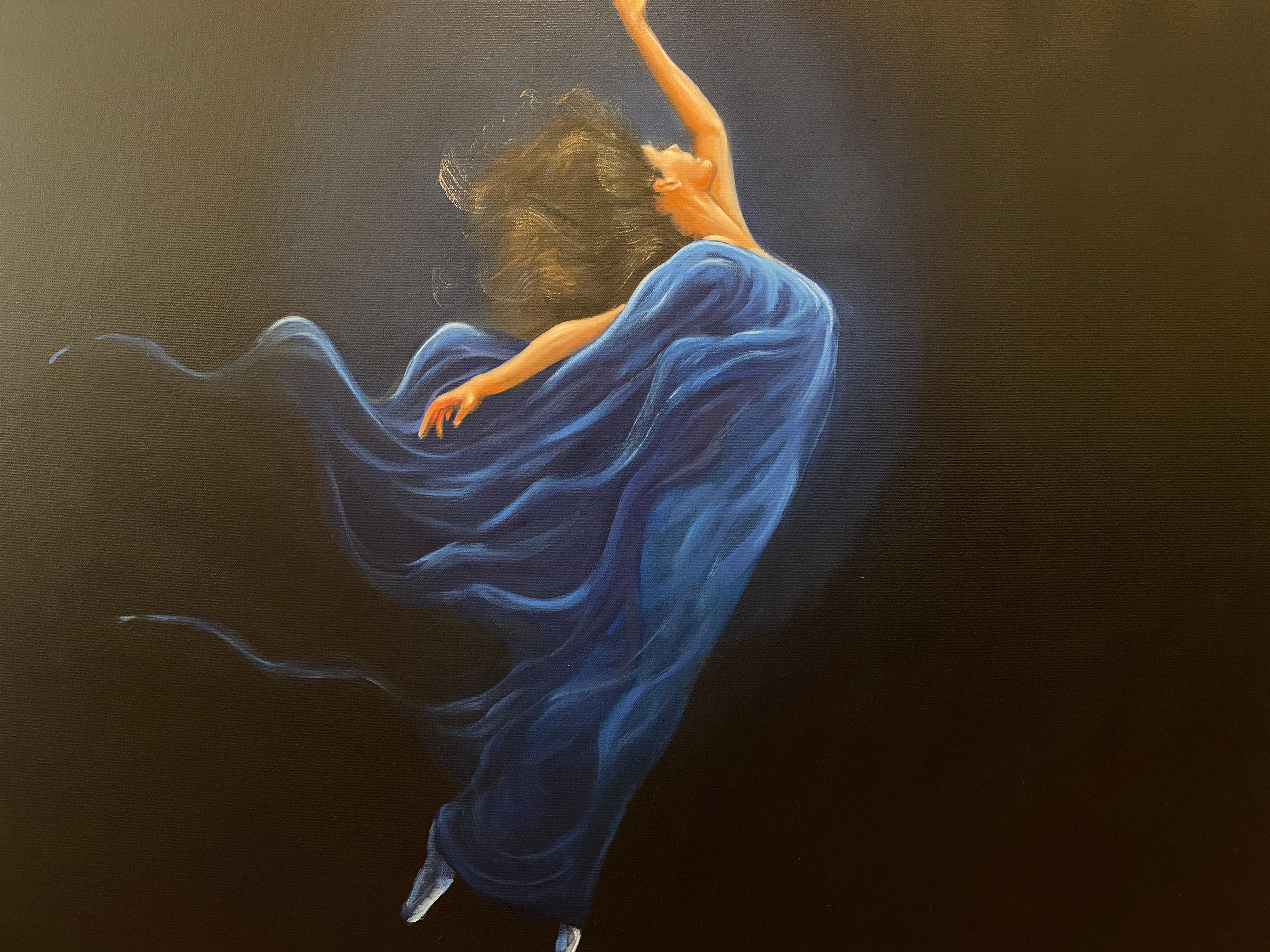 'Melodia' - Ballerina in Blue - The Ballet Series - Figurative Oil Painting For Sale 3