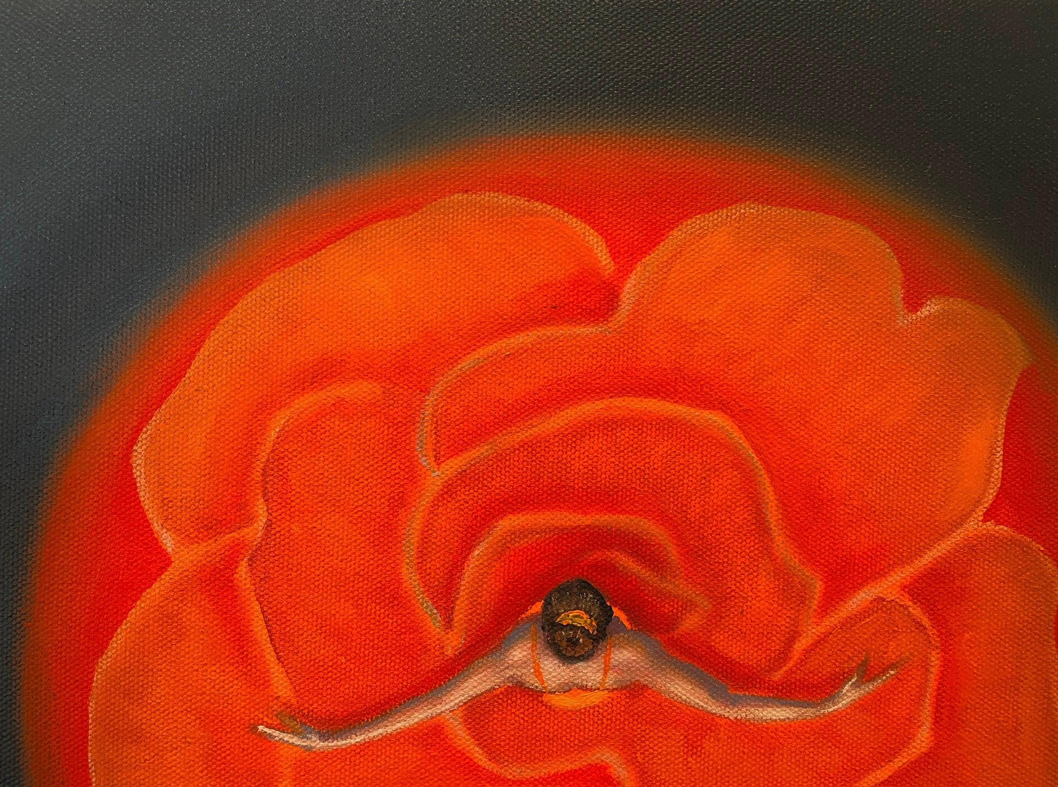 'Bailarina Naranja' - Bailarina de Ballet Figurativa Floral Brillante - Pintura al Óleo - Painting de Avelino Sanher