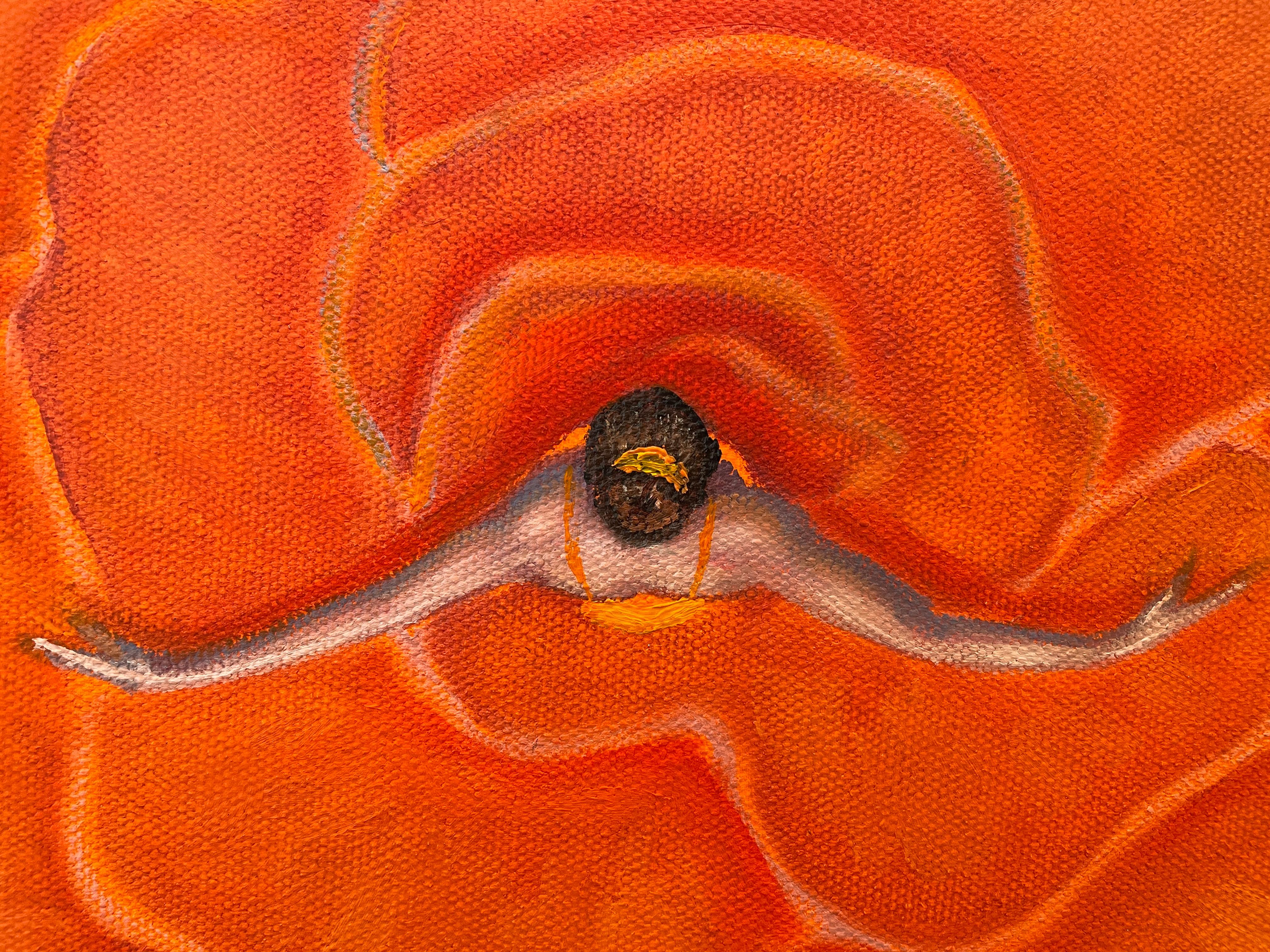 'Orange Ballerina' - Bright Floral Figurative Ballet Dancer - Oil Painting For Sale 2