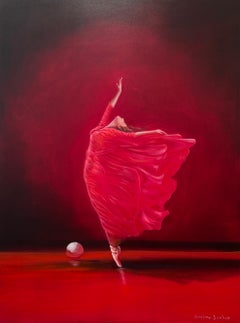 „Passione“ – Ballerina in Rot – Die Ballettserie – Figuratives Ölgemälde