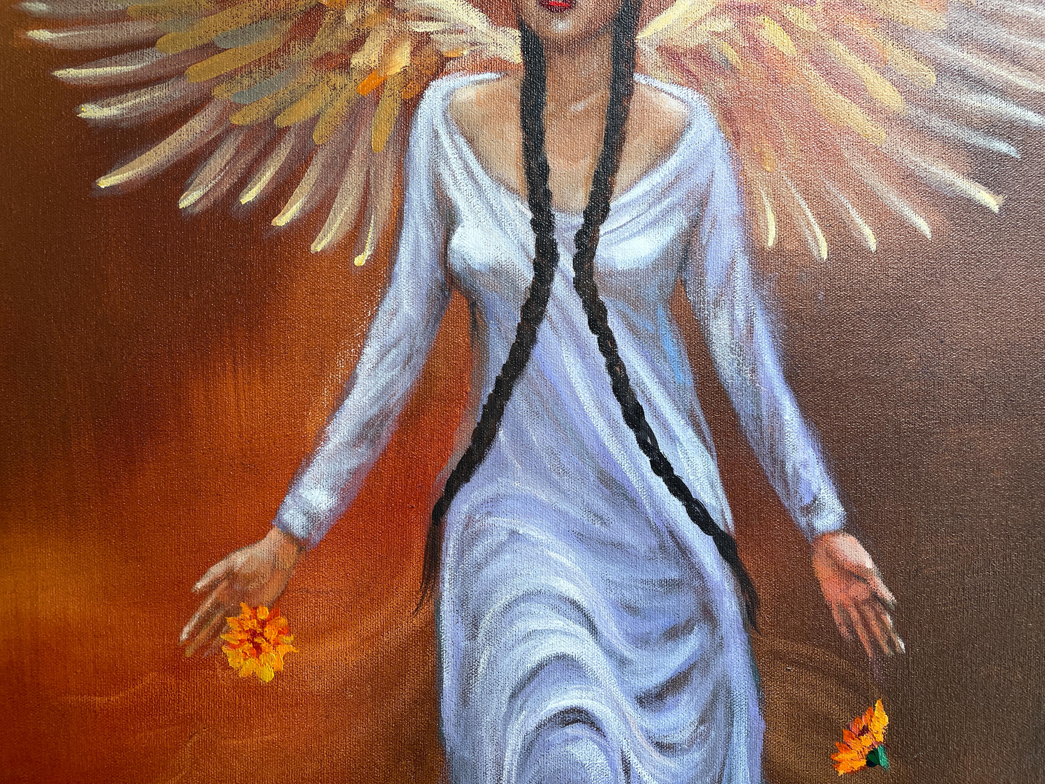 'The Descent' - Fallen Angel Series - Modern Young Woman Figurative Oil Canvas  For Sale 2