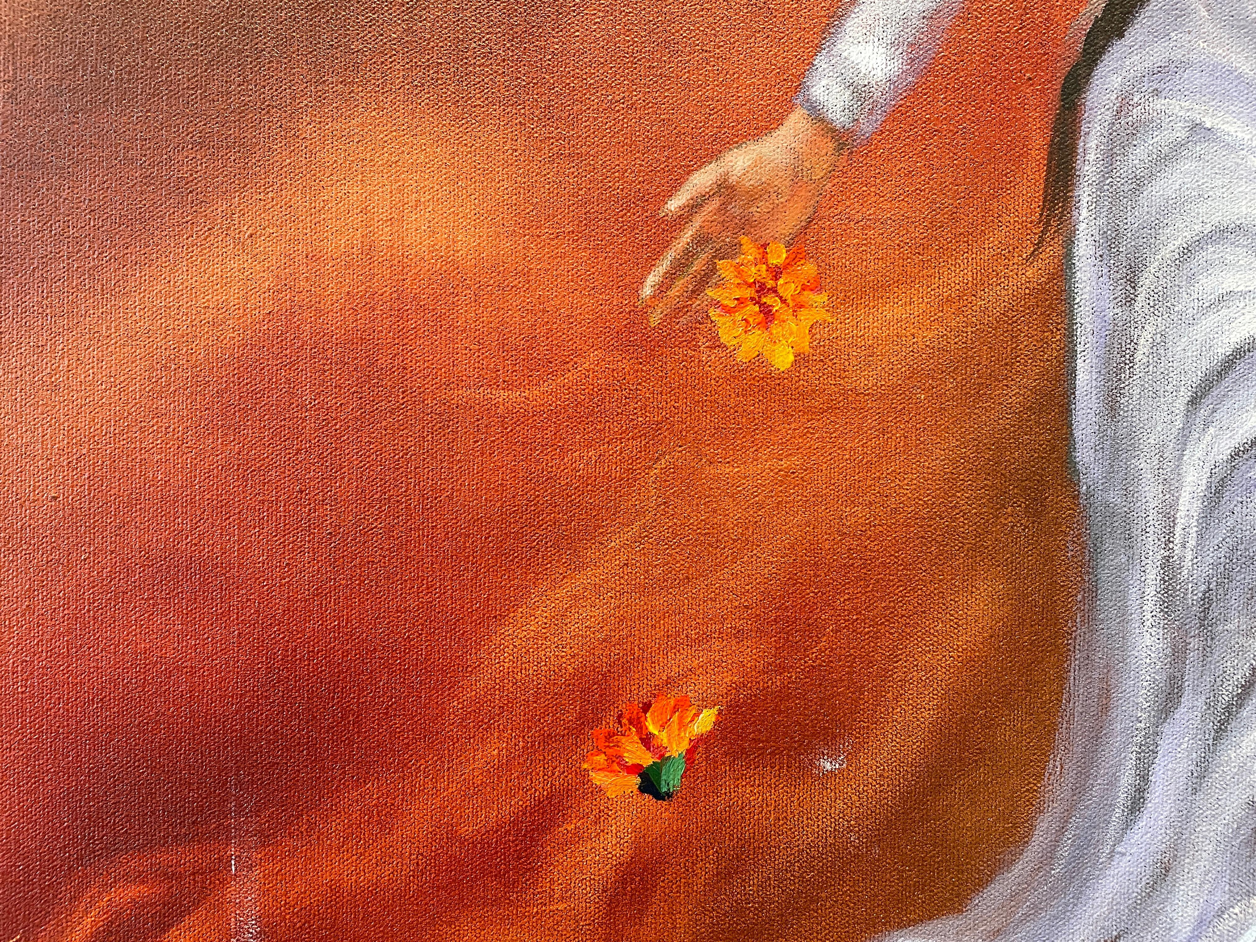 „The Descent“ von Avelino Sanher – ätherische Engelfigur in Weiß- und Erdtönen im Angebot 6