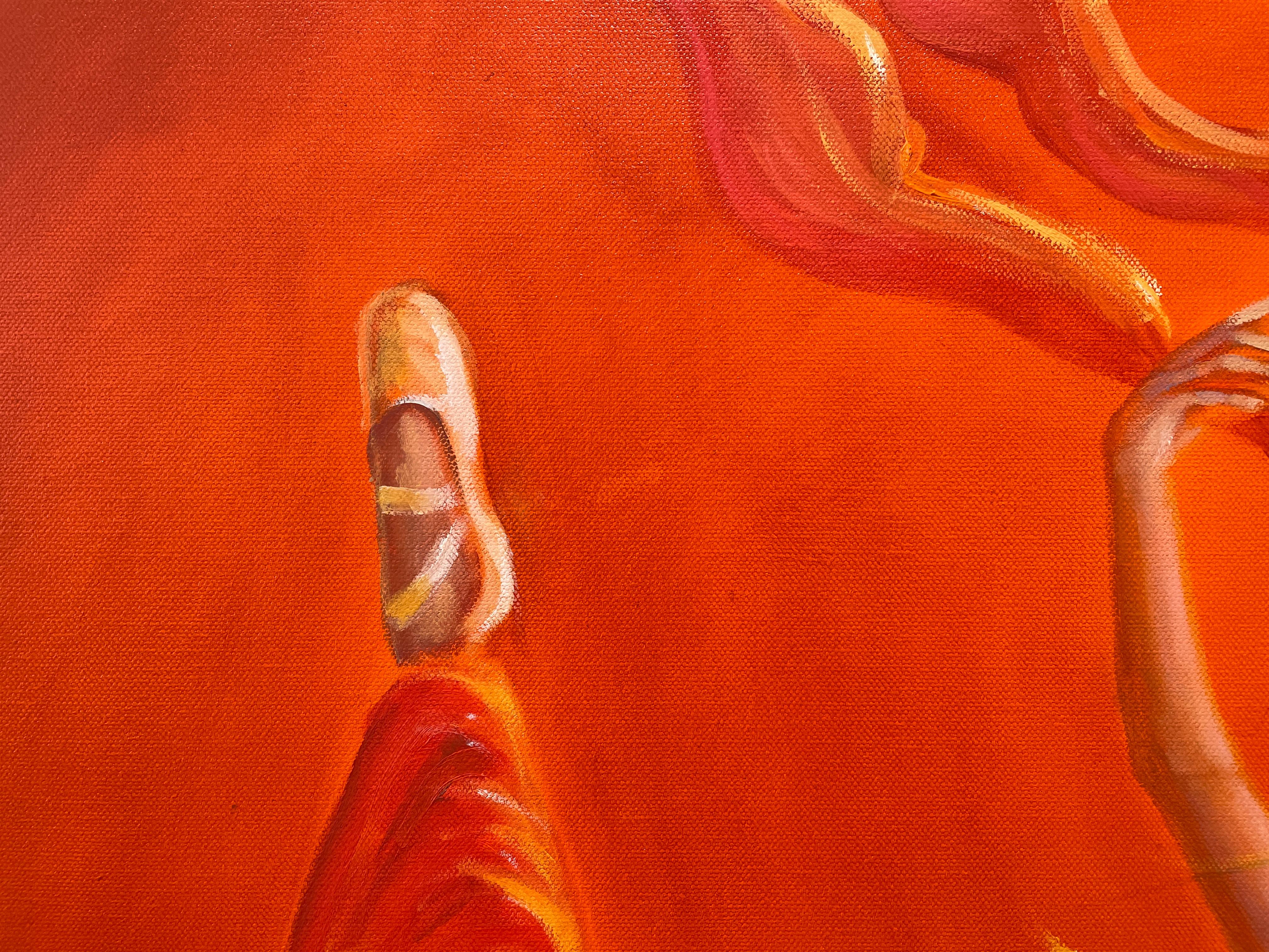 'Vivacita' - Ballerina in Orange - The Ballet Series - Figurative Oil Painting For Sale 2