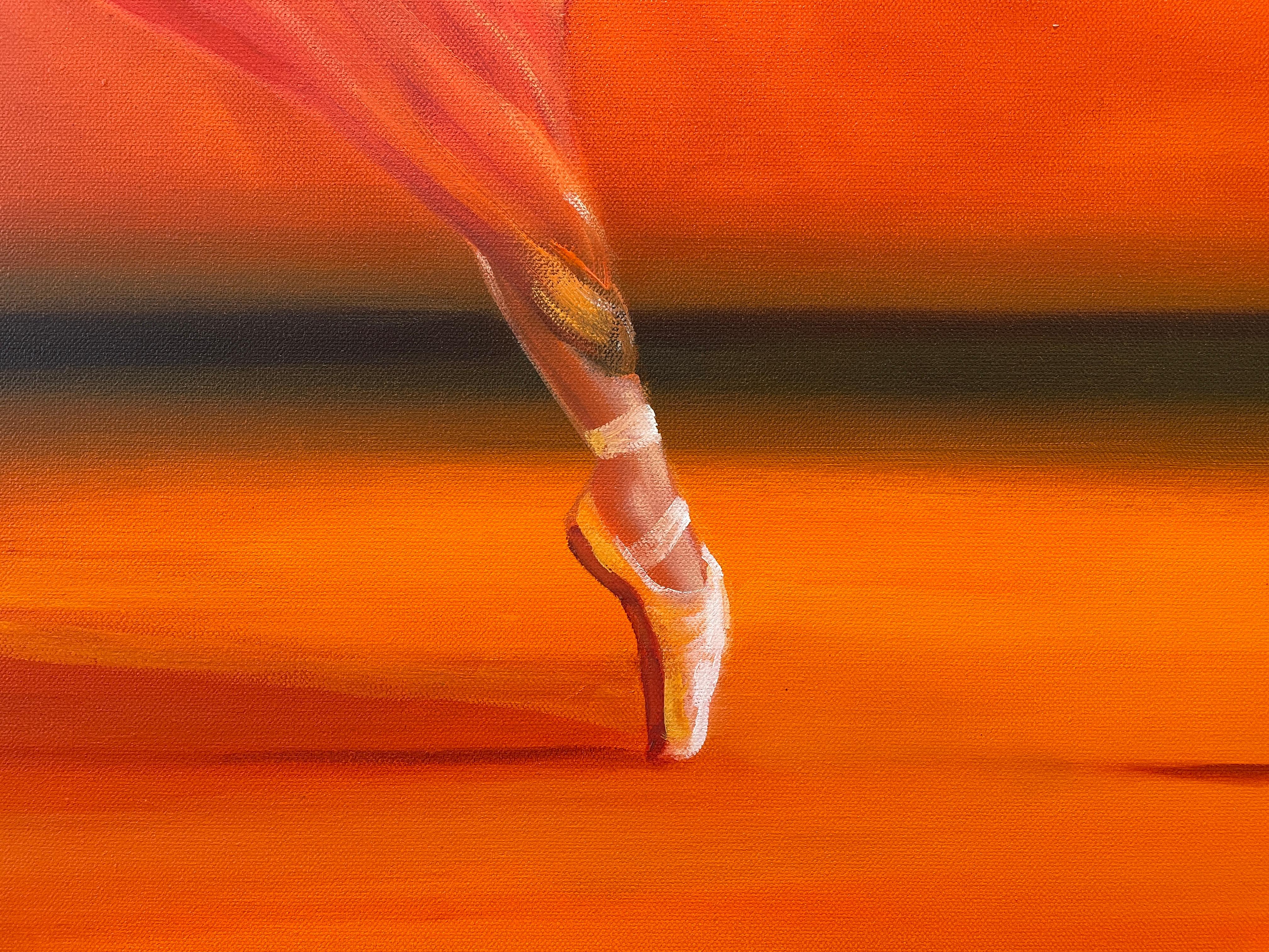 'Vivacita' - Ballerina in Orange - The Ballet Series - Figurative Oil Painting For Sale 3