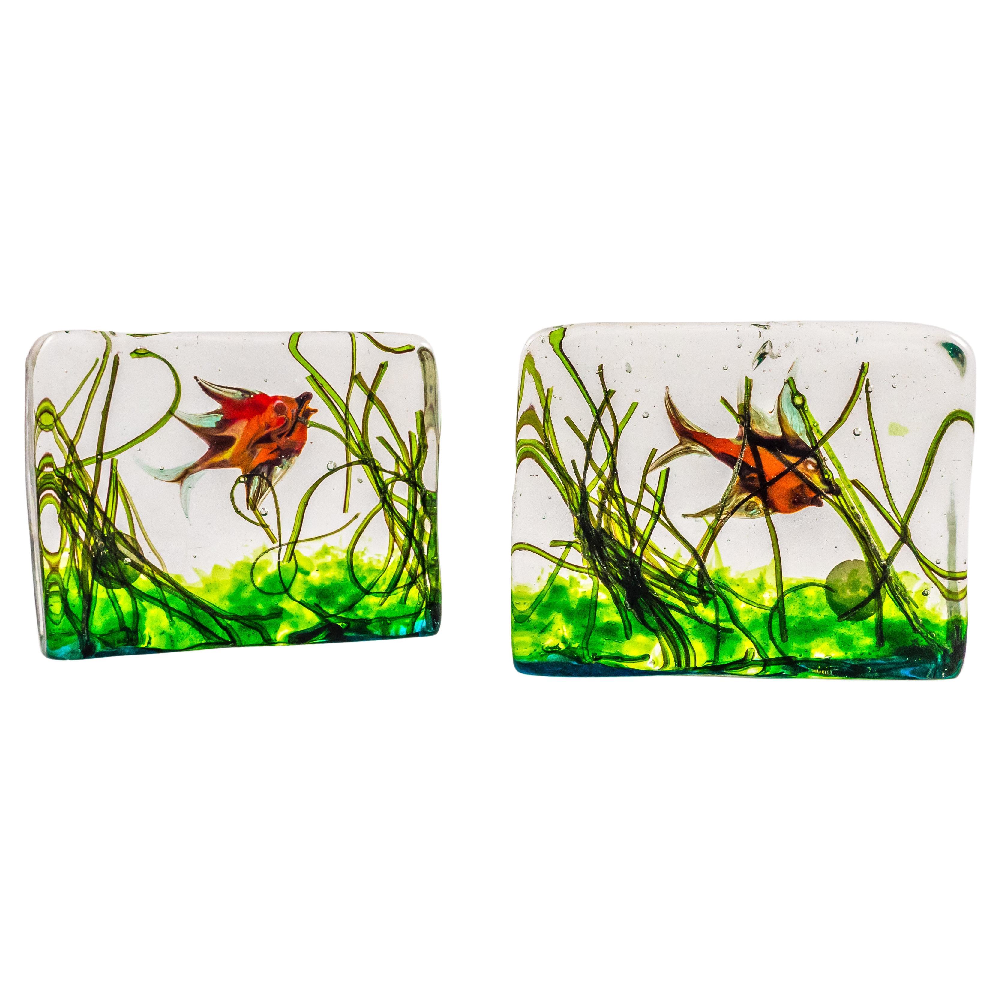Mid-Century Modern Murano Glass Aquarium Sculptures by AVEM, Italy For Sale