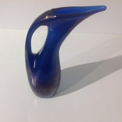 AVeM Anse Volante Murano glass vase in irridized vibrant blue