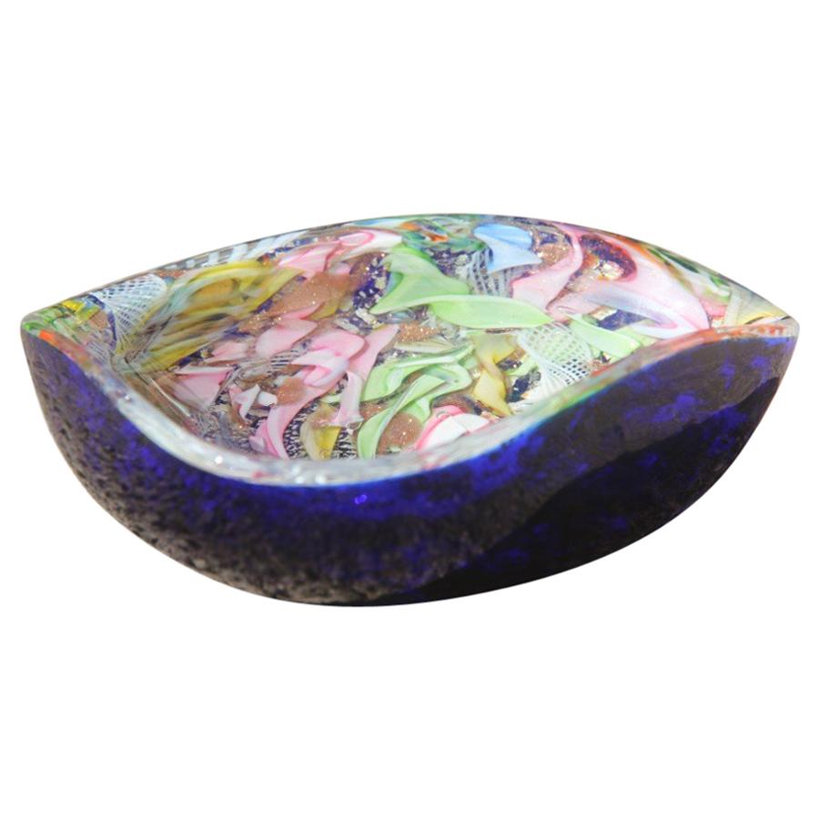 Avem Bowl Glass Murano Italian Design, 1950s Multicolor Toso Martens For Sale