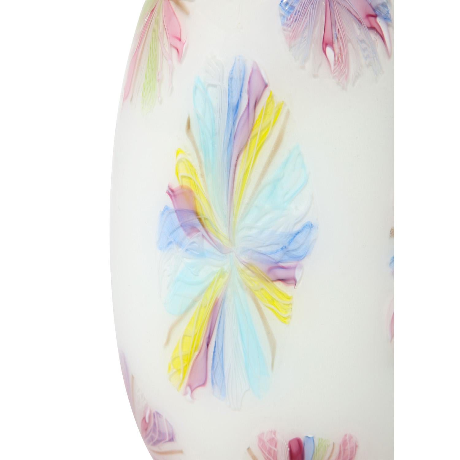 A.V.E.M. Vase aus mundgeblasenem Glas mit farbenfrohen Starburst-Wandmalereien, 1950er Jahre (Moderne der Mitte des Jahrhunderts) im Angebot