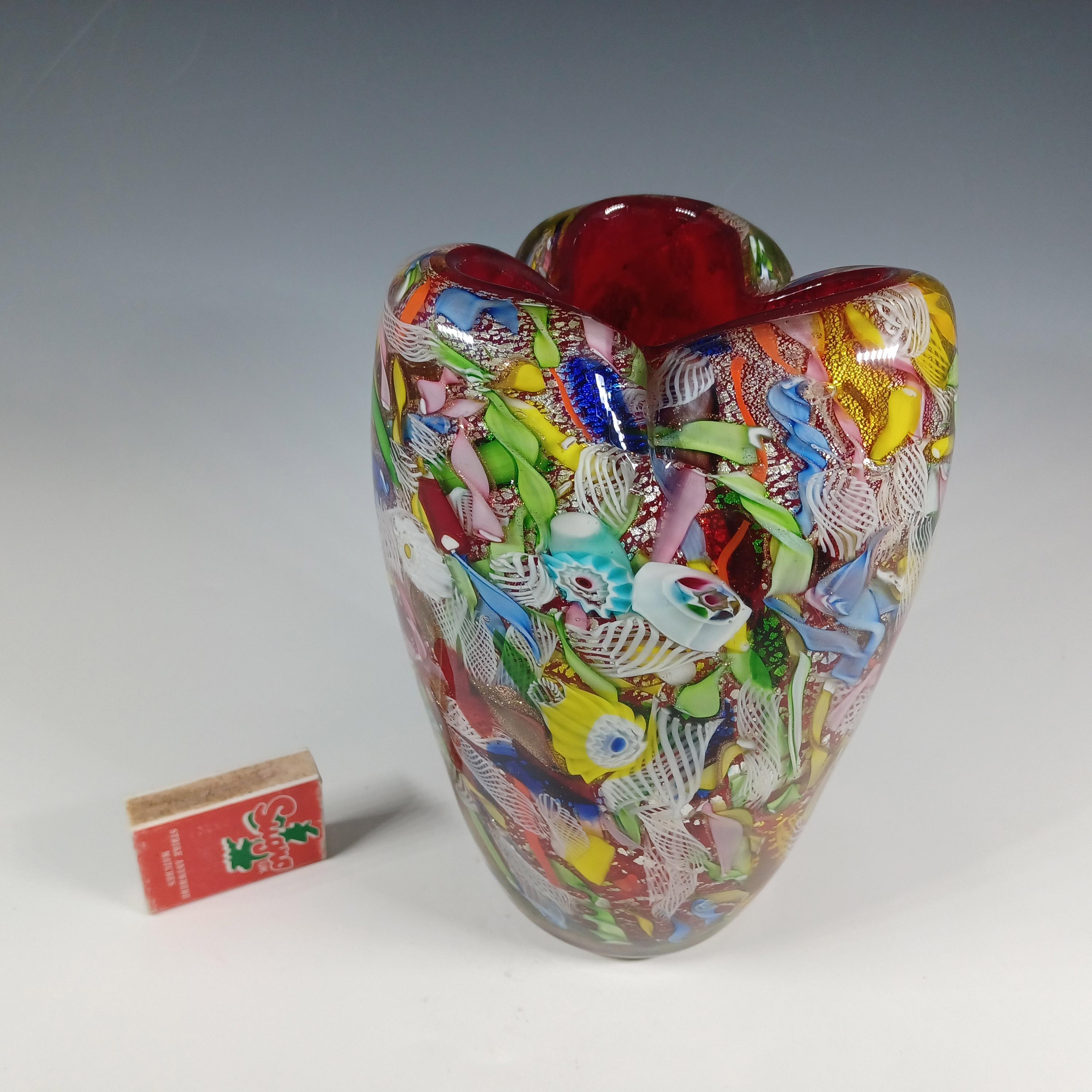 AVEM GRANDE Vaso di Murano Zanfirico Bizantino / Tutti Frutti Rosso in vendita 2