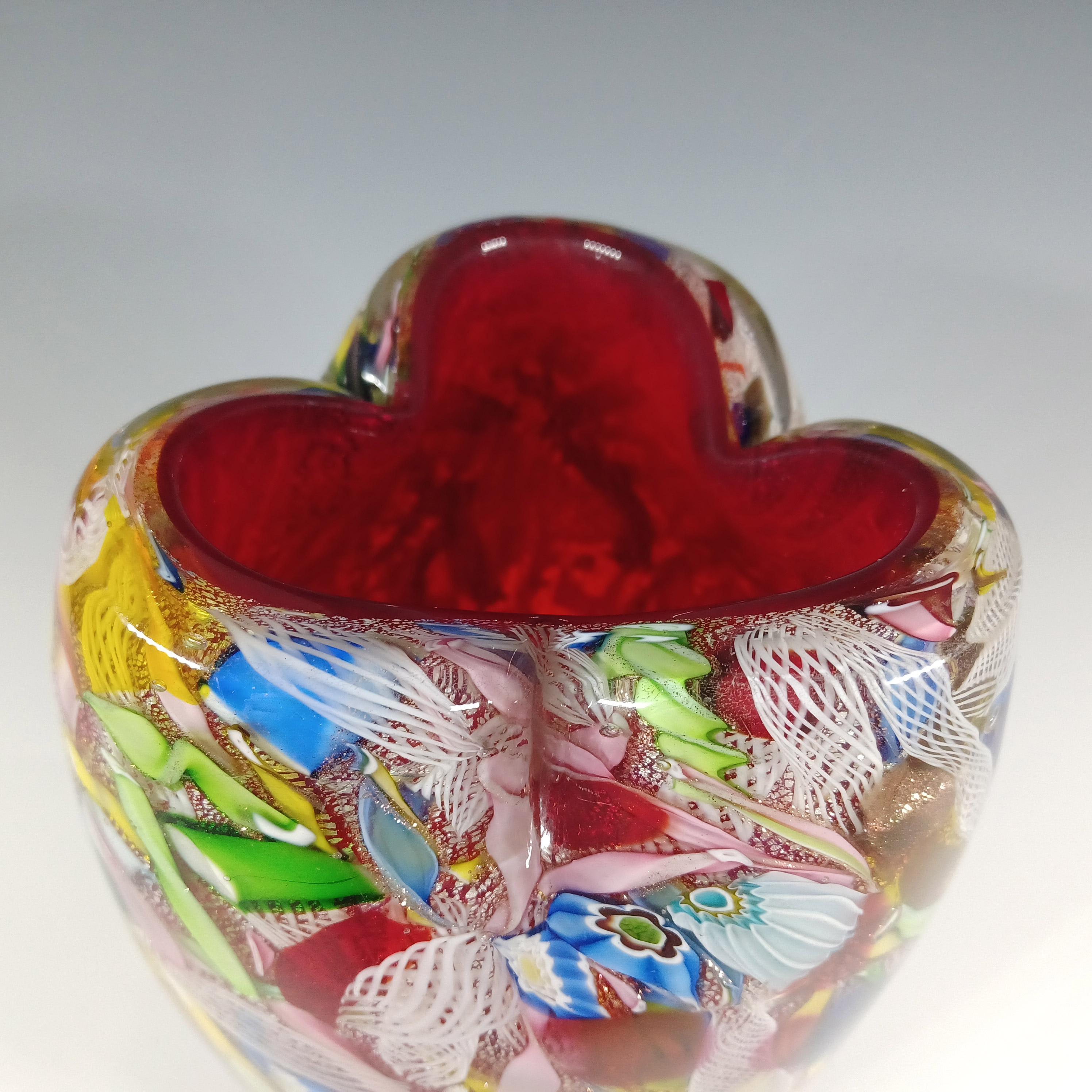 Vetro AVEM GRANDE Vaso di Murano Zanfirico Bizantino / Tutti Frutti Rosso in vendita