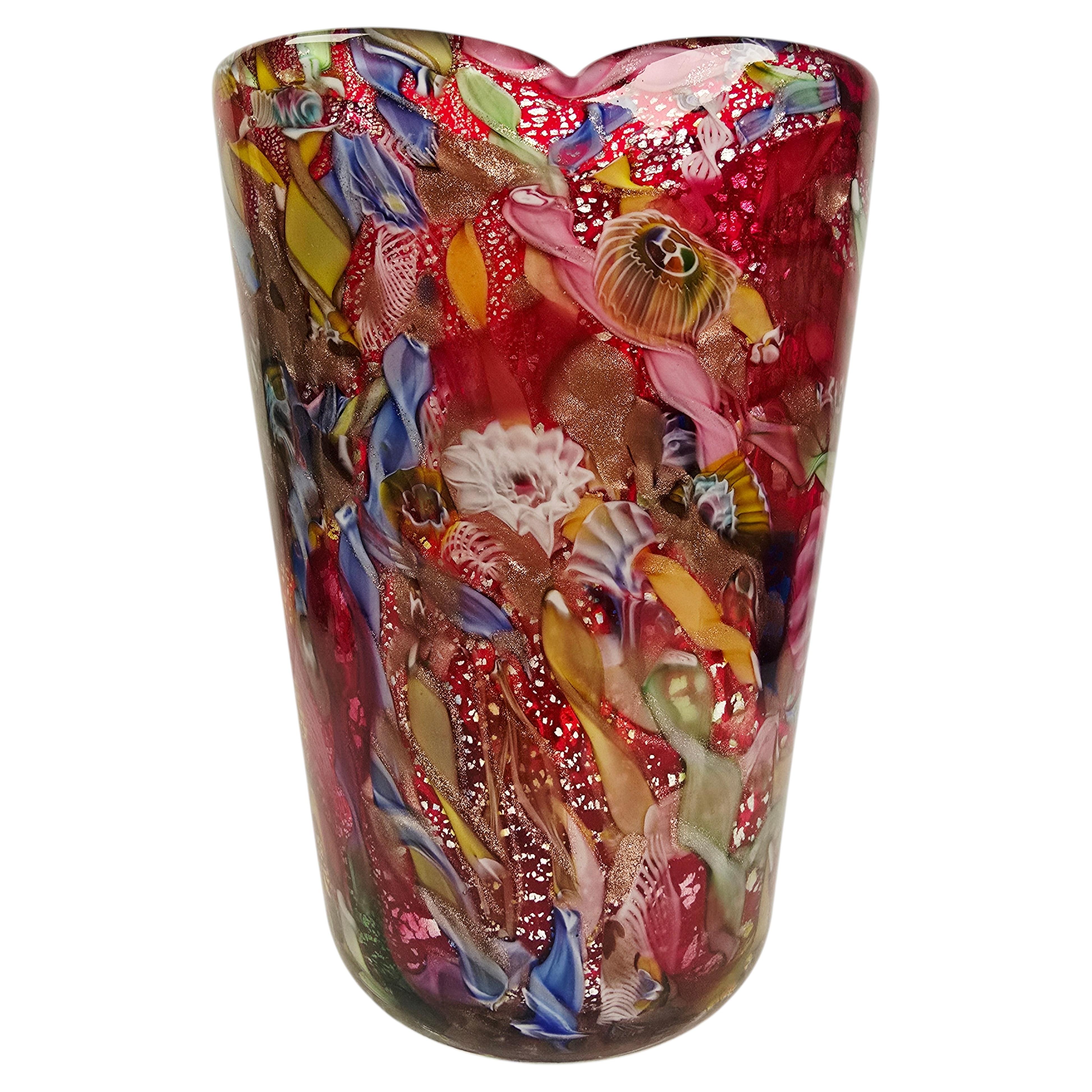 AVEM Murano Art Glass Bizantino Red Vase