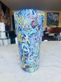 AVeM Murano glass "bizantino" multicolor blue circa 1950 vase.