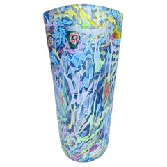 AVeM Murano glass "bizantino" multicolor blue circa 1950 vase.