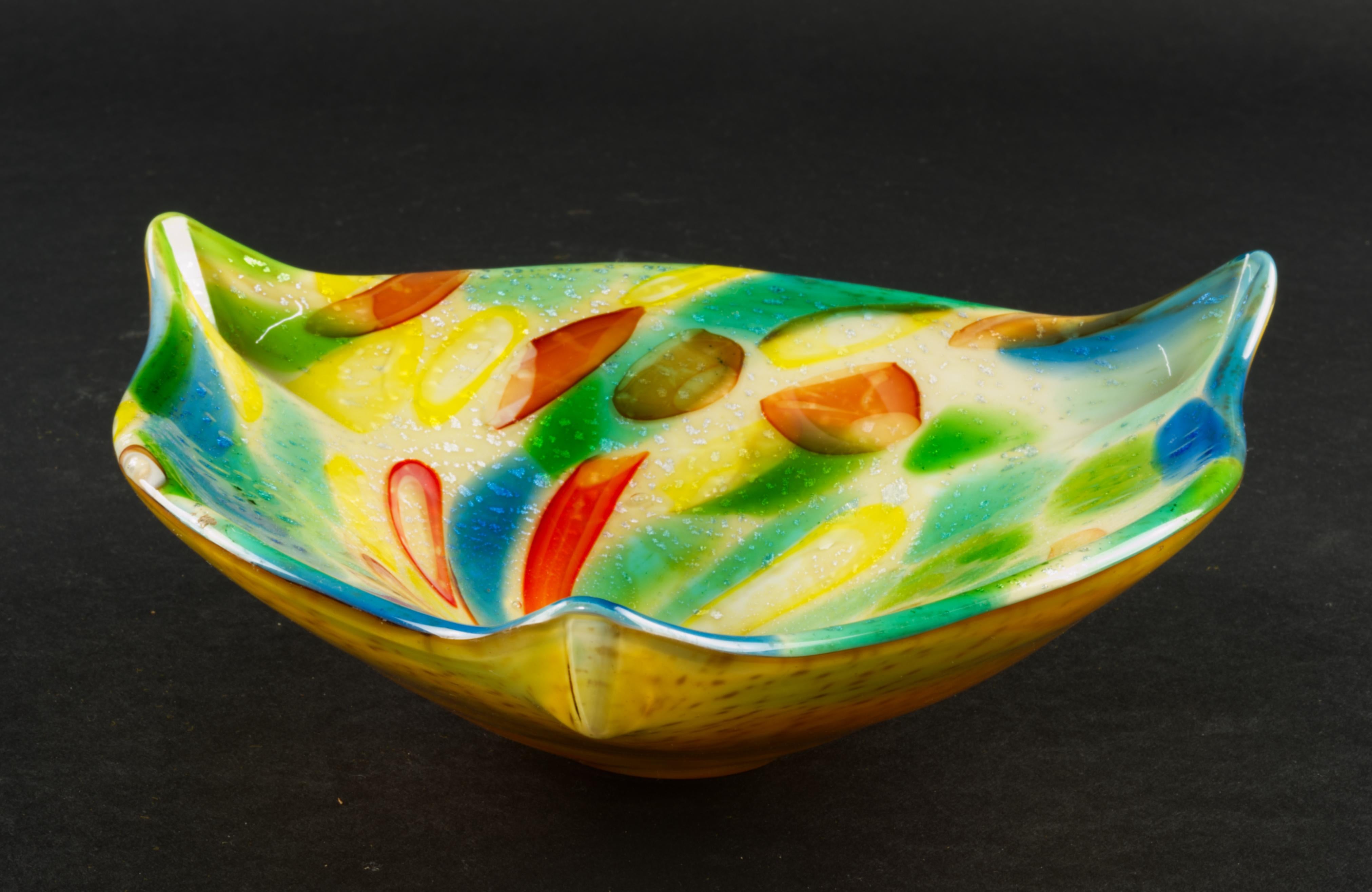 italien AVEM Murano Glass Bizantino Tutti Frutti Bowl Ashtray 1950s  en vente