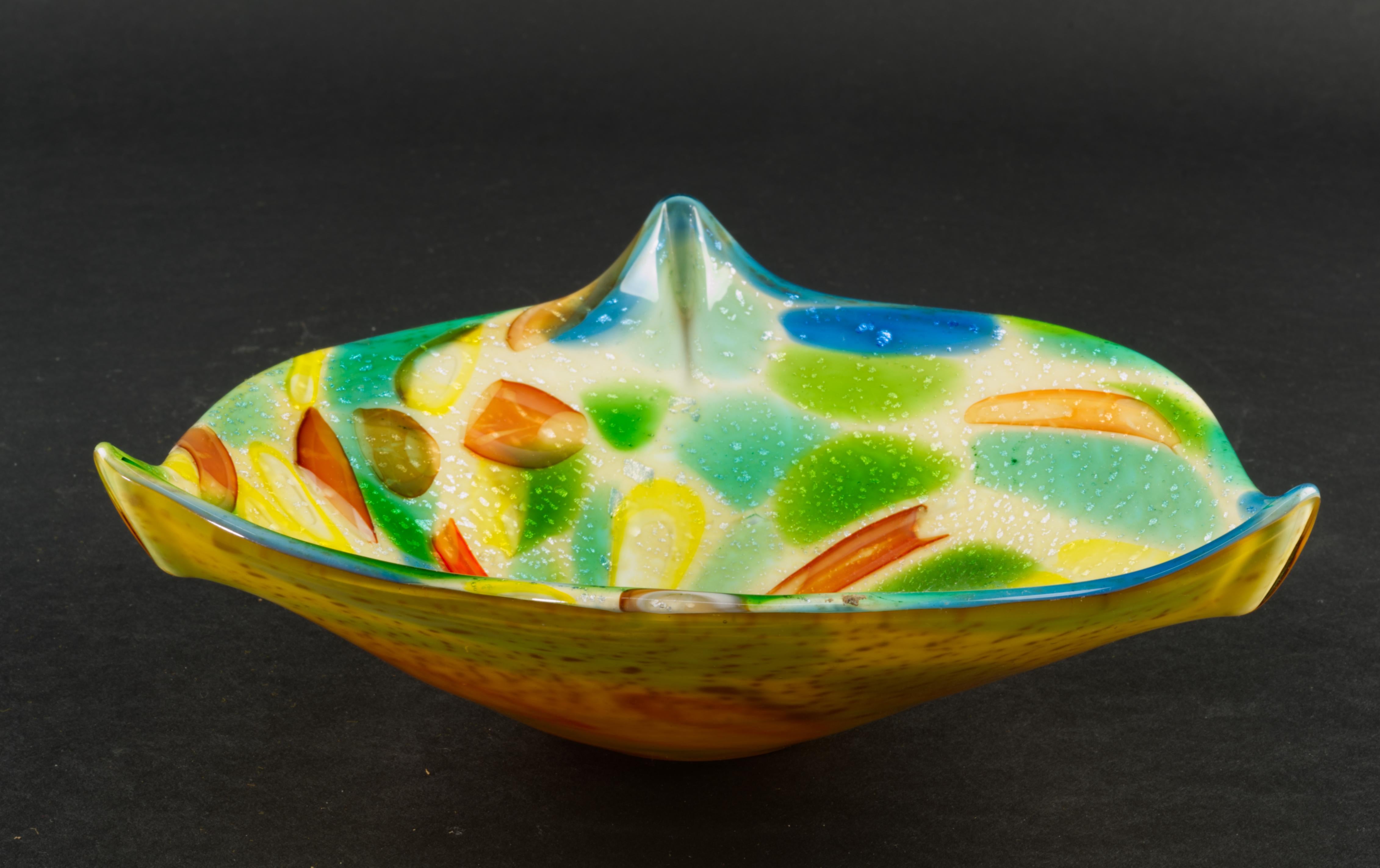 AVEM Murano Glass Bizantino Tutti Frutti Bowl Ashtray 1950s  In Good Condition For Sale In Clifton Springs, NY