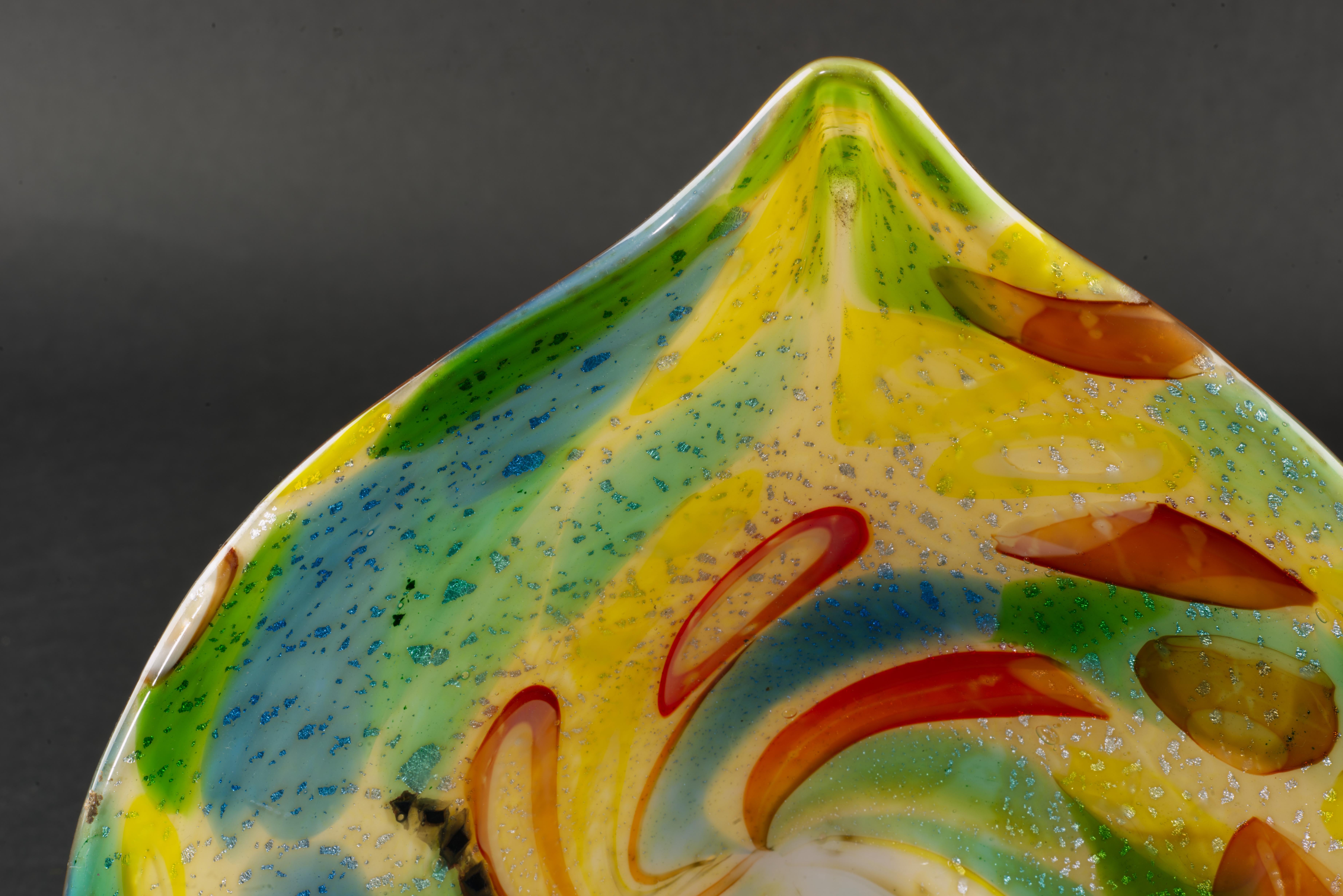 Verre d'art AVEM Murano Glass Bizantino Tutti Frutti Bowl Ashtray 1950s  en vente