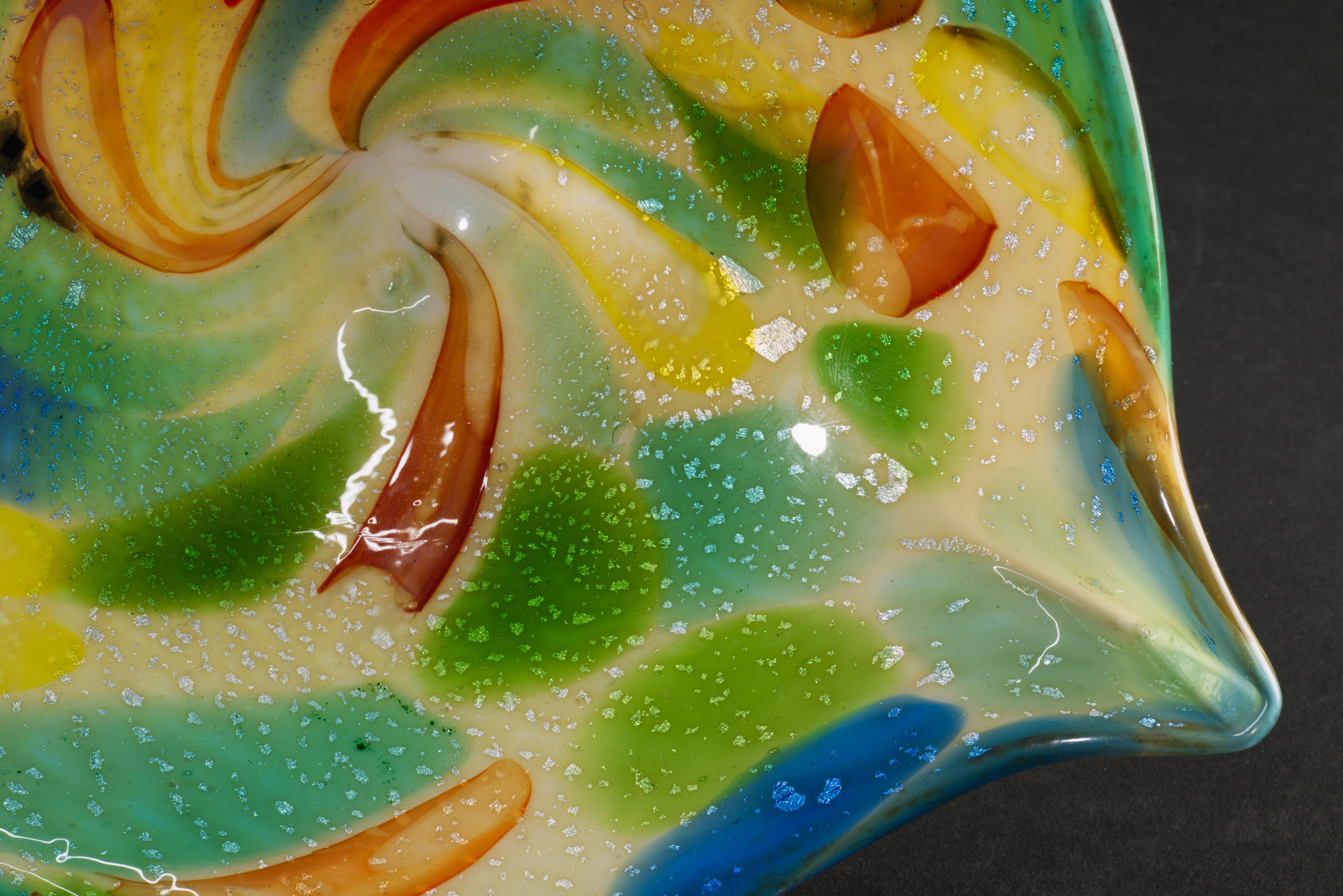 Art Glass AVEM Murano Glass Bizantino Tutti Frutti Bowl Ashtray 1950s  For Sale