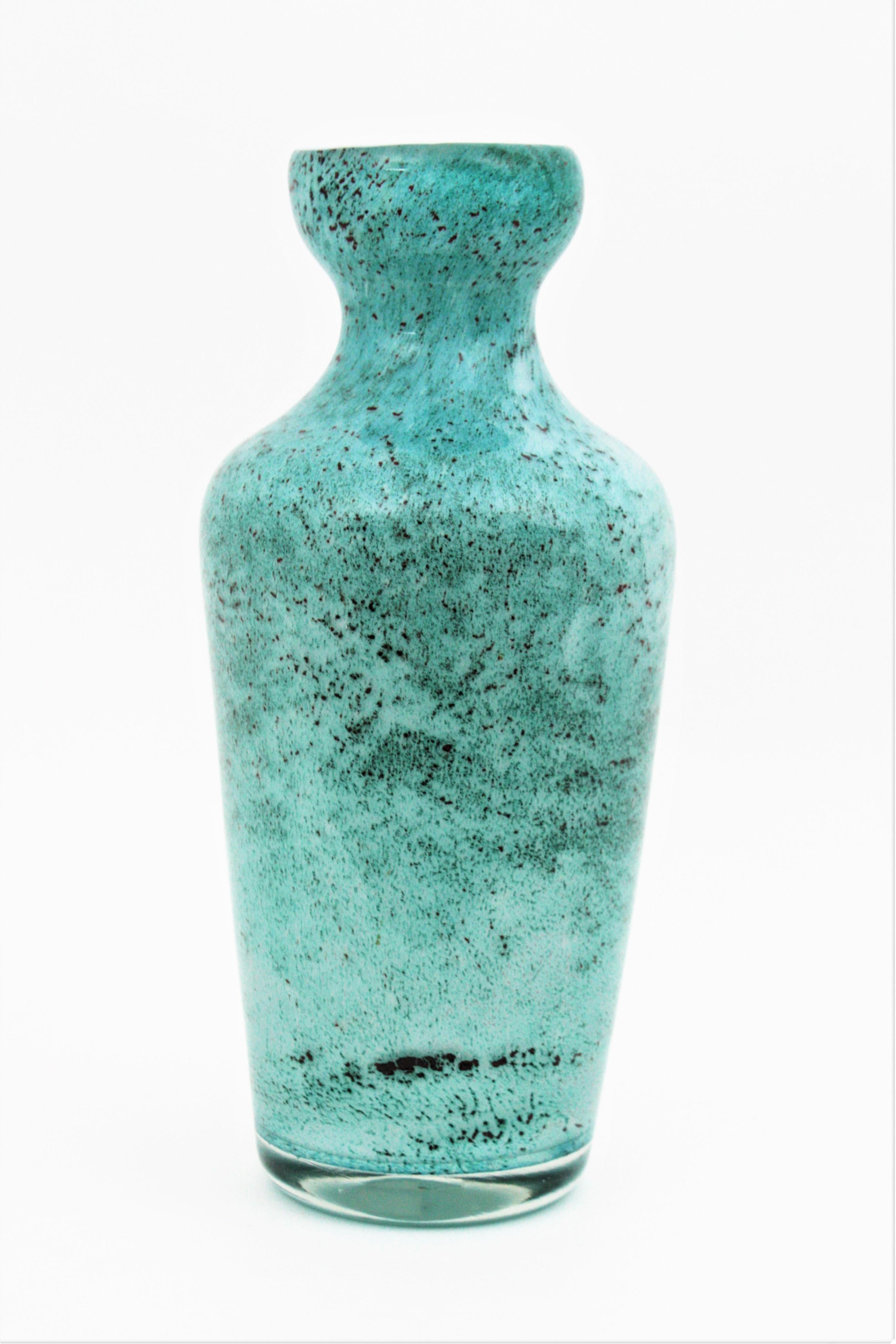 AVEM Murano Turquoise Blue Art Glass Vase, 1950s 3