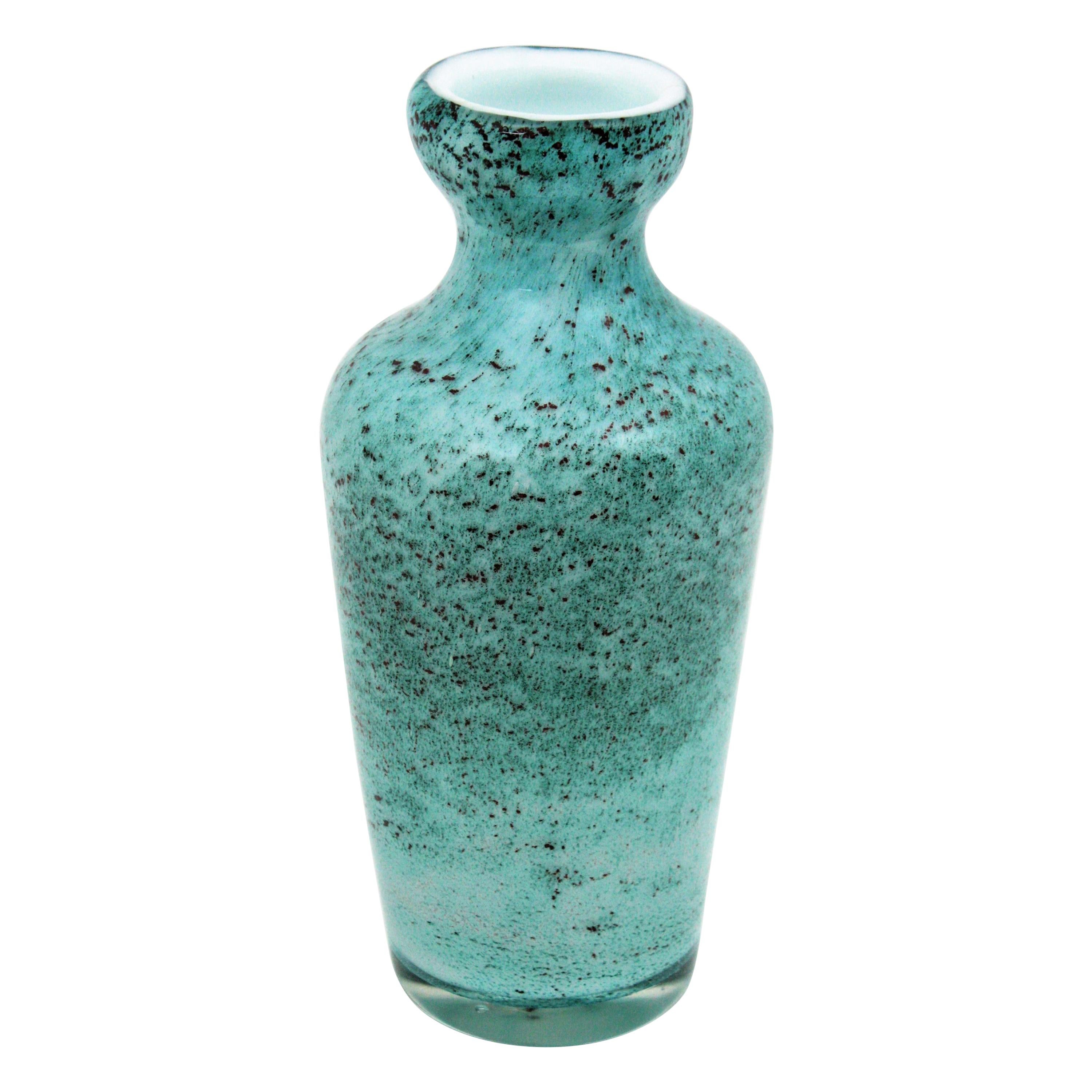Mid-Century Modern AVEM Murano Turquoise Blue Art Glass Vase, 1950s