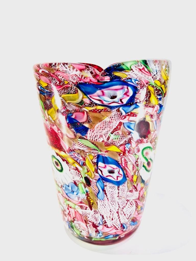 Incredible AVeM Murano glass multicolor vase circa 1950 vase 
