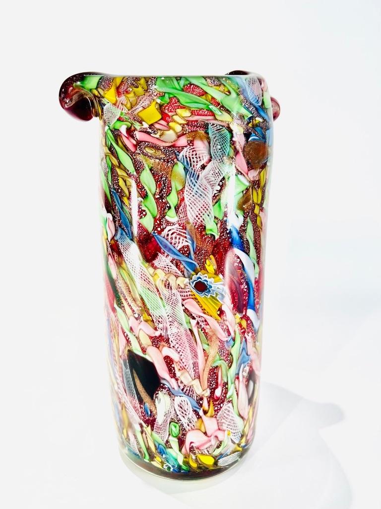 Style international CIRCA Vase multicolore en verre de Murano circa 1950 