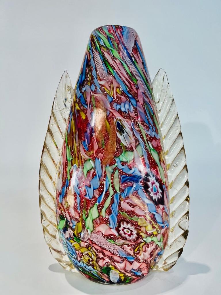 Italian AVeM Murano glass multicolor vase circa 1950 