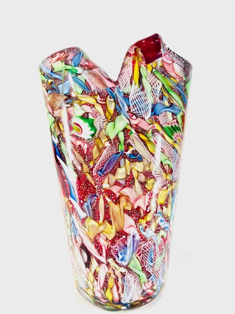 italien CIRCA Vase multicolore en verre de Murano circa 1950 