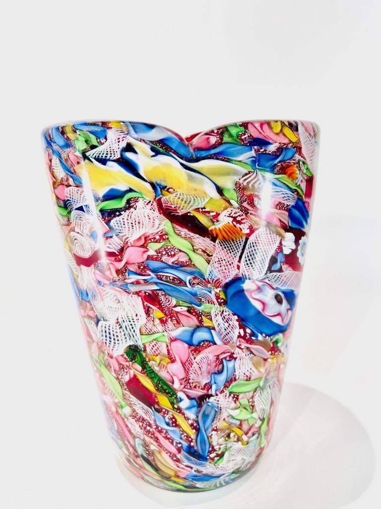 Italian AVeM Murano glass multicolor vase circa 1950 