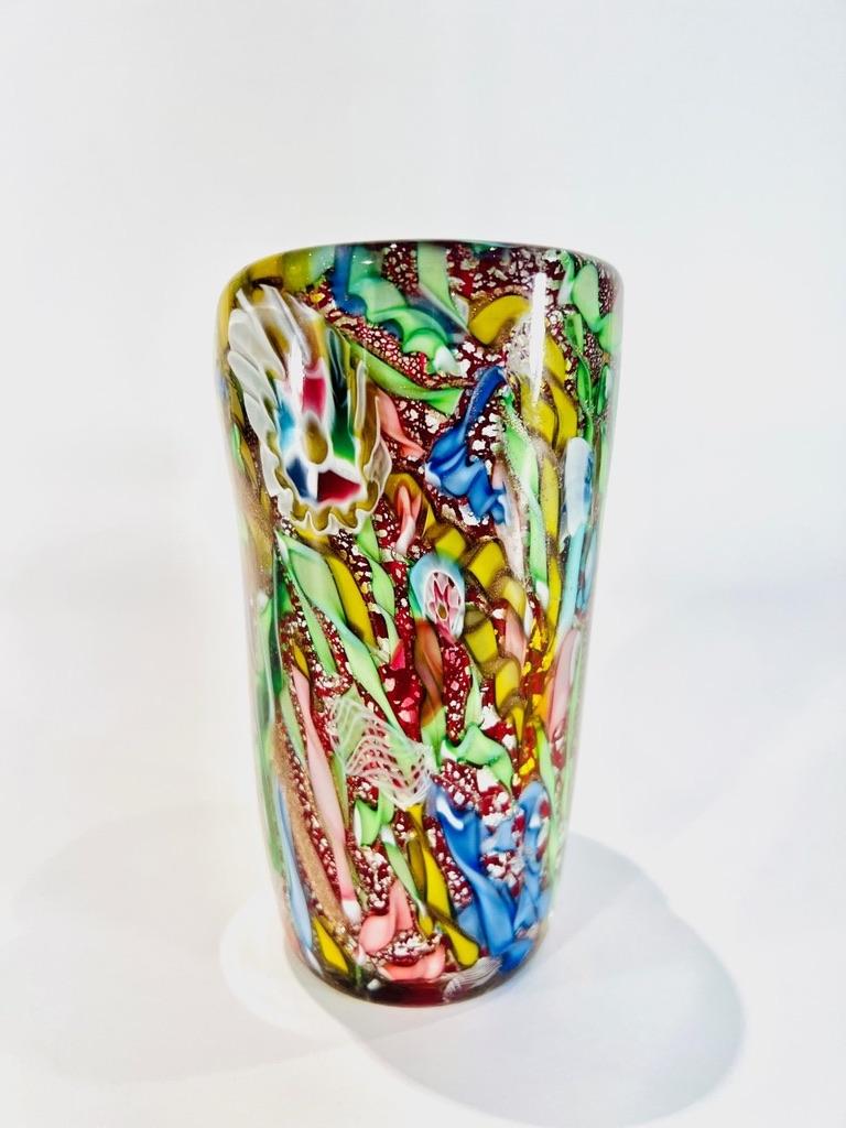 International Style AVeM Murano glass multicolor vase circa 1950 For Sale