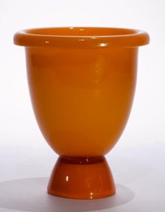 AVEM Murano Glass Orange Sommerso Footed Bud Vase, Italy 1950s