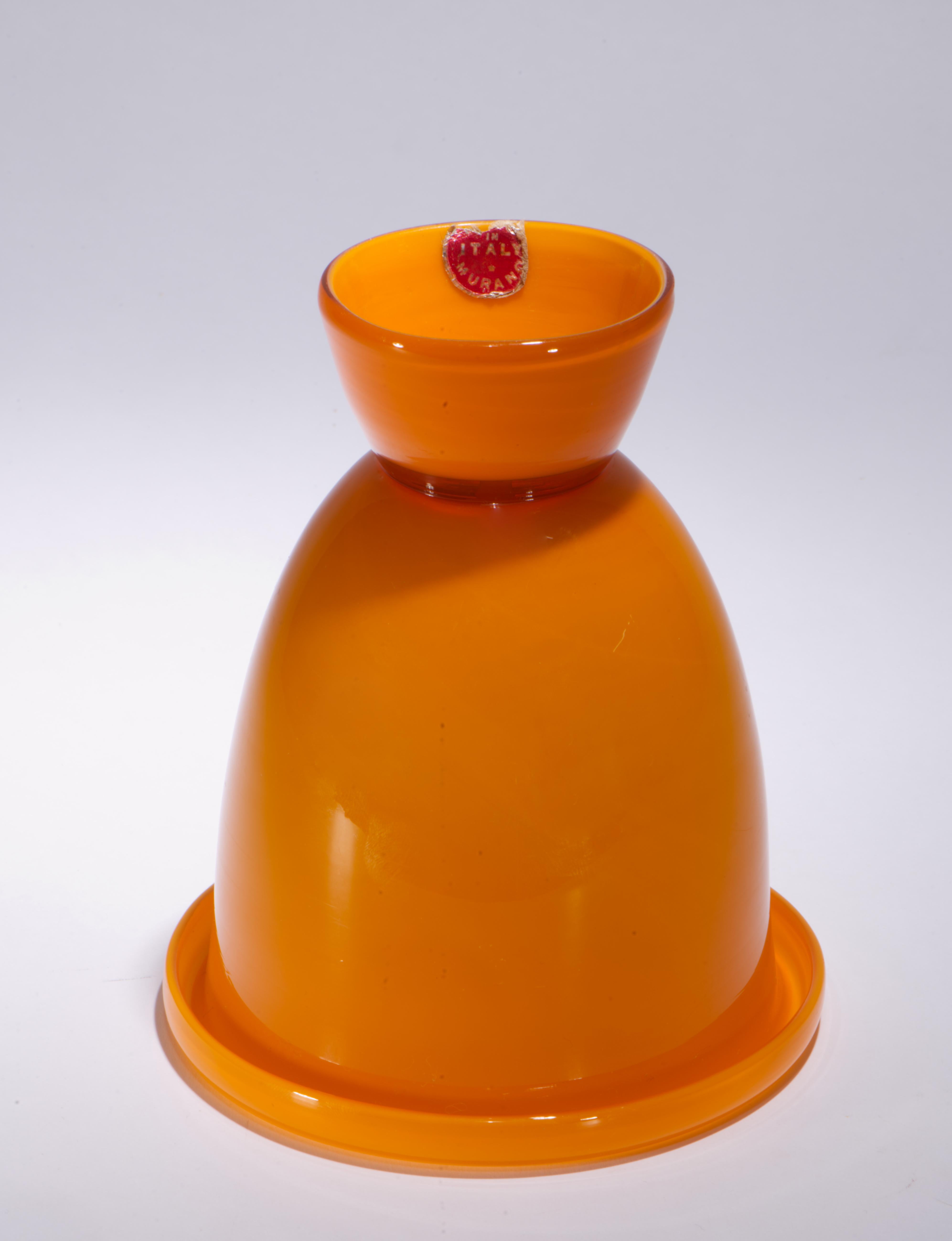Italiano AVEM Murano Glass Sommerso arancione, Vaso a bocciolo con piede, Italia, anni '50 in vendita