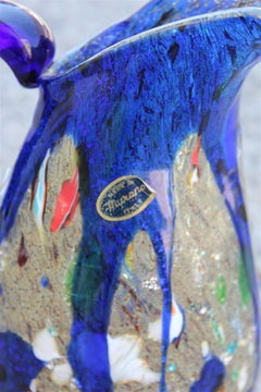 Avem Murano Glass Pitcher Cobalt Blue Murano Glass Italian Design Midcentury