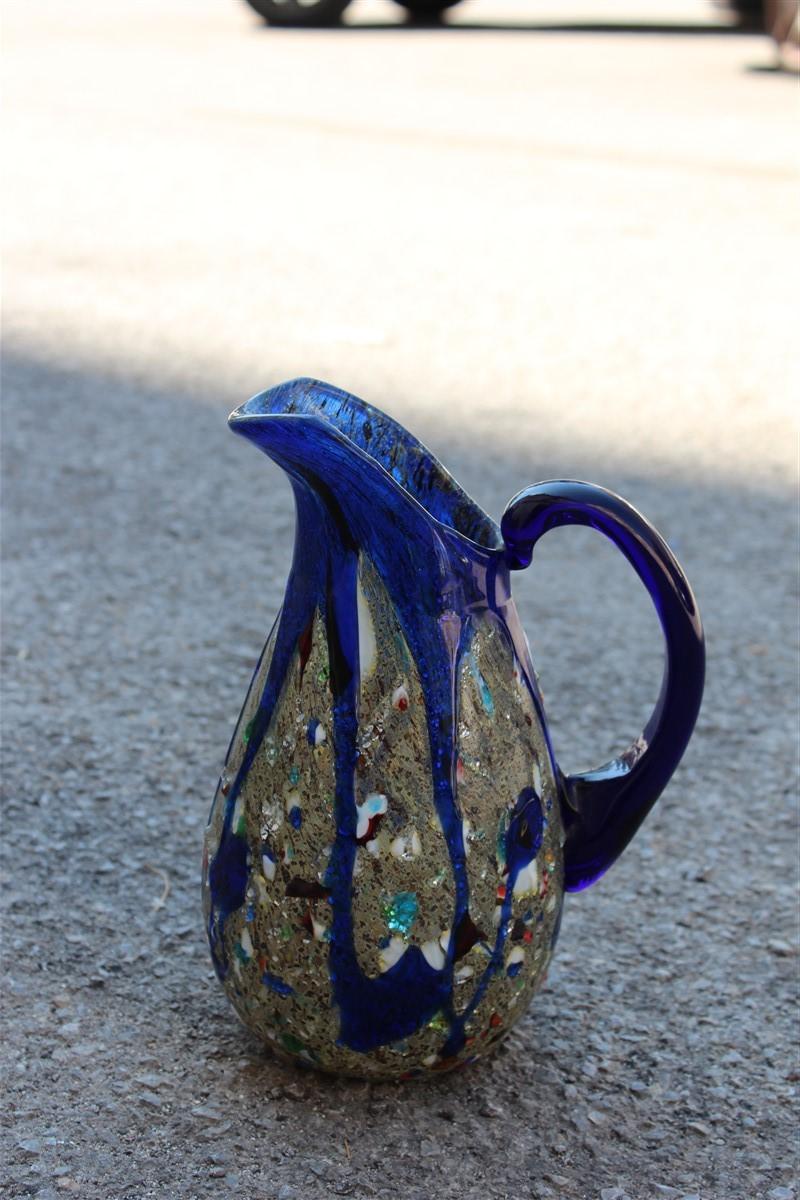 Avem Murano Glass Pitcher Cobalt Blue Murano Glass Italian Design Midcentury  For Sale 1