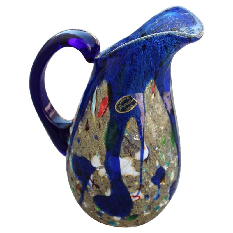 Avem Murano Glass Pitcher Cobalt Blue Murano Glass Italian Design Midcentury 