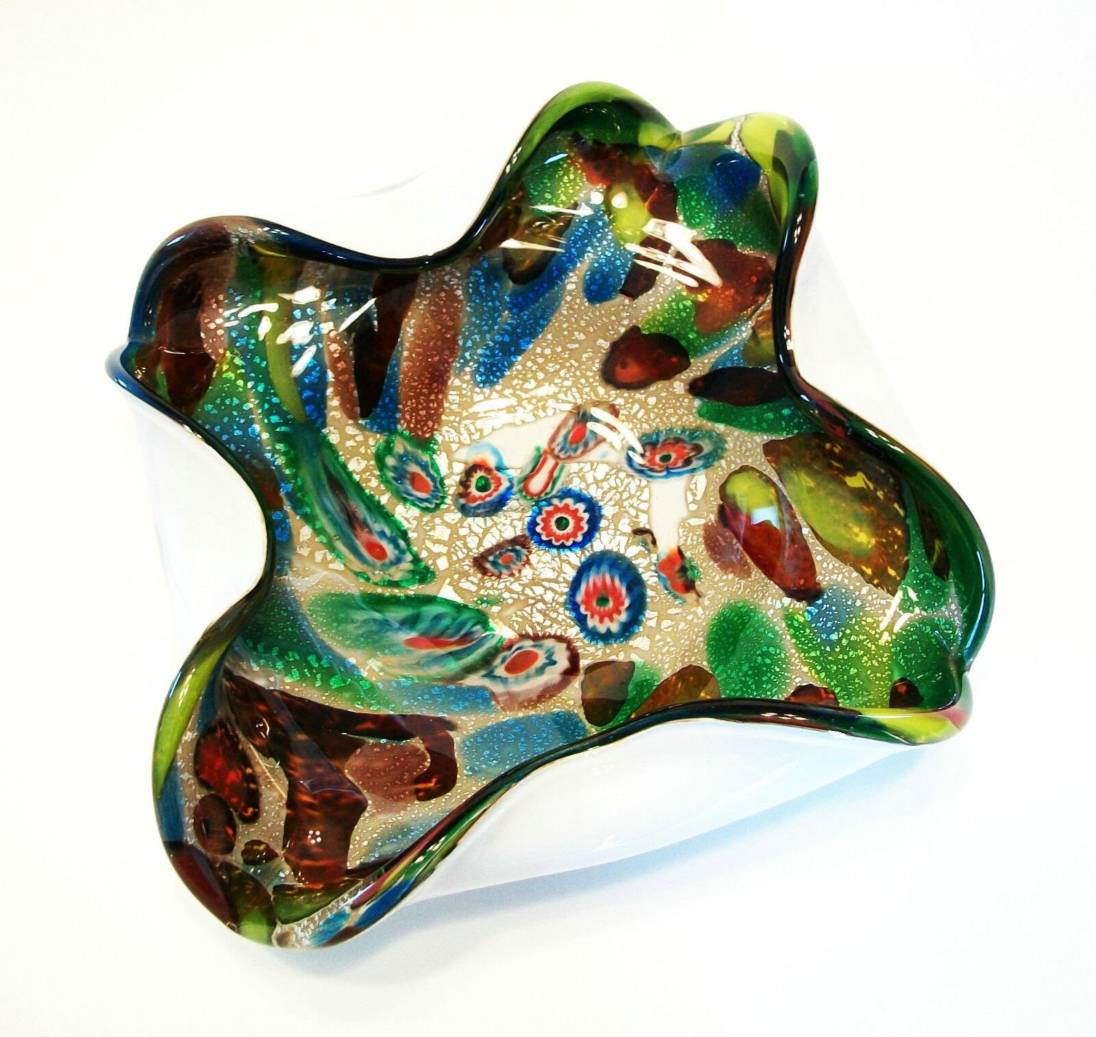 Mid-Century Modern Avem, Murano Millefiori Glass Bowl with Inclusions, Italy, Mid-20th Century