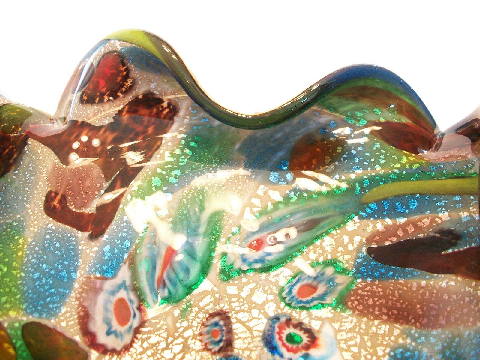 Hand-Crafted Avem, Murano Millefiori Glass Bowl with Inclusions, Italy, Mid-20th Century