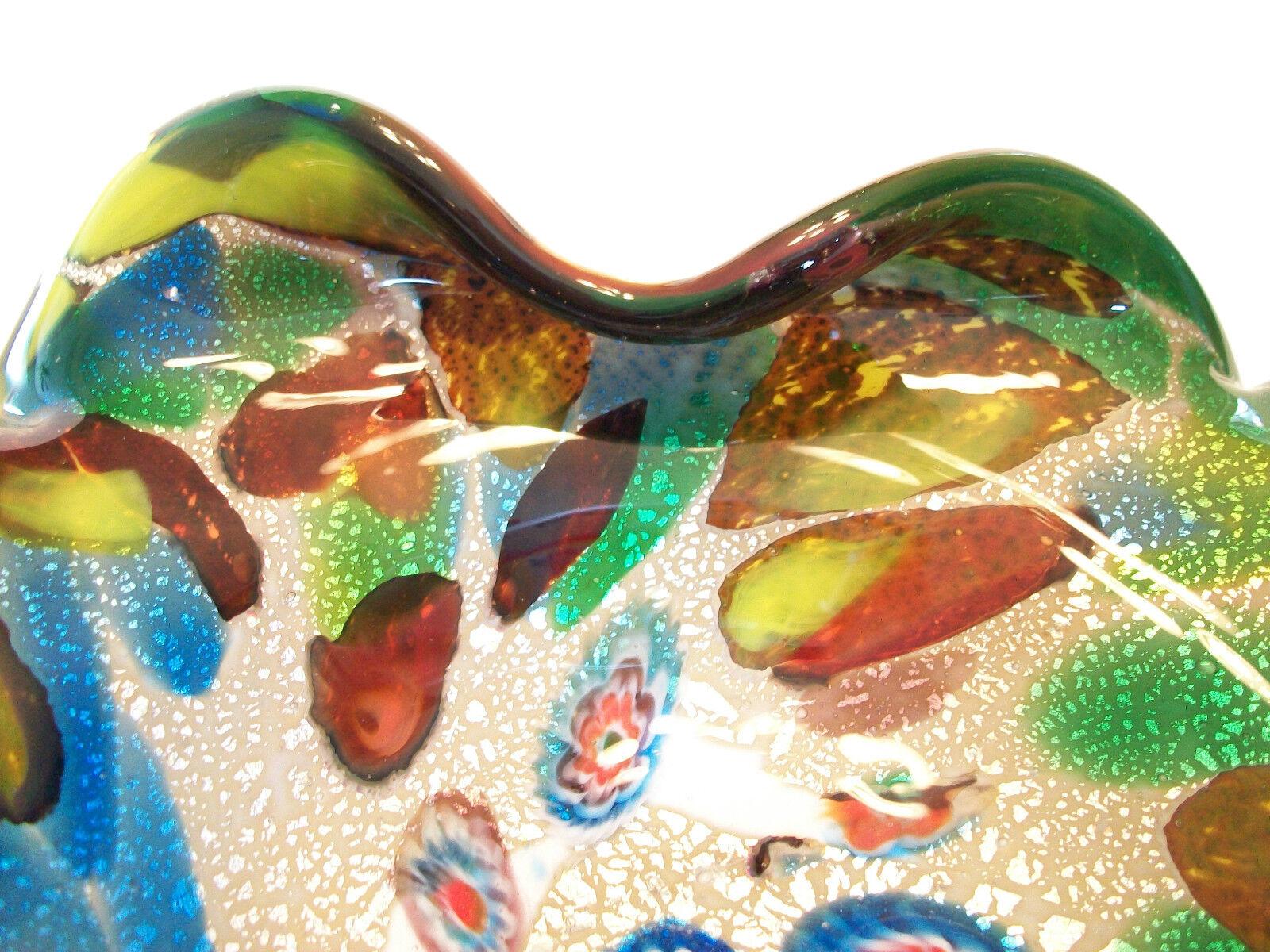 Art Glass Avem, Murano Millefiori Glass Bowl with Inclusions, Italy, Mid-20th Century