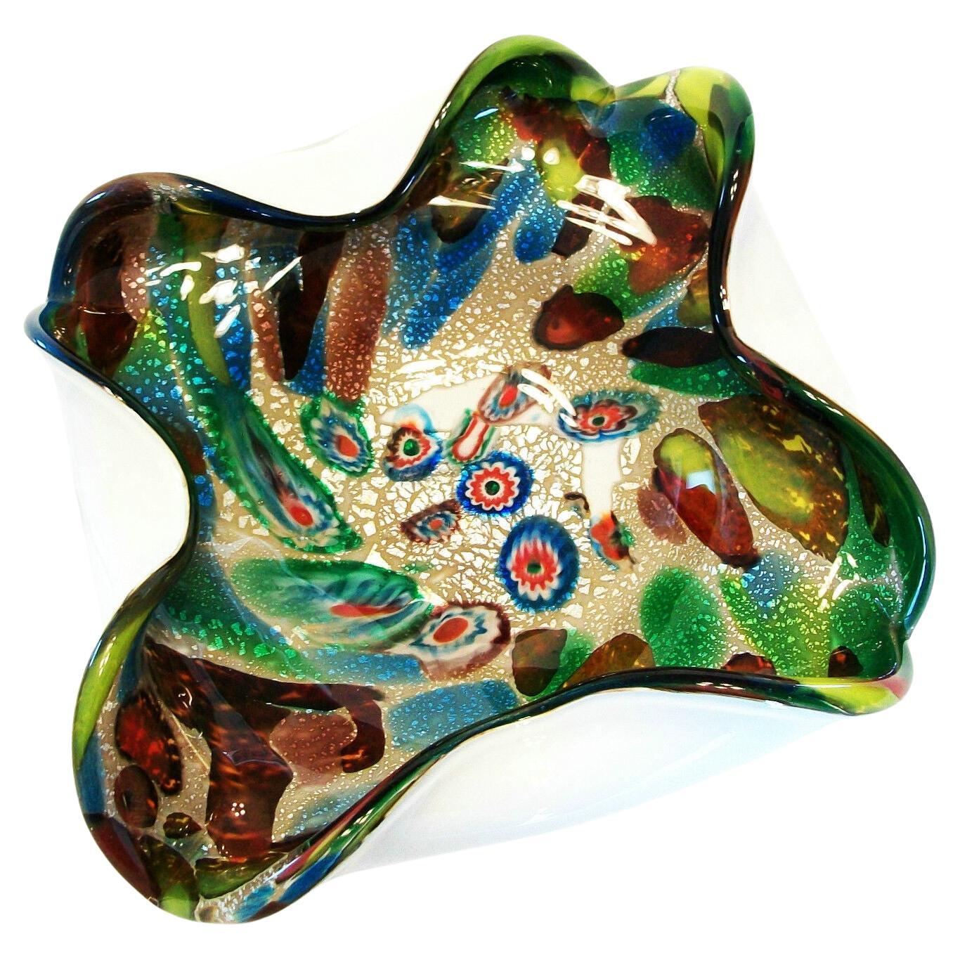 Avem, Murano Millefiori Glass Bowl with Inclusions, Italy, Mid-20th Century