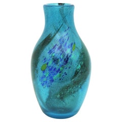 AVEM Murano Pulegoso Murrine Blue Art Glass Vase, 1950s