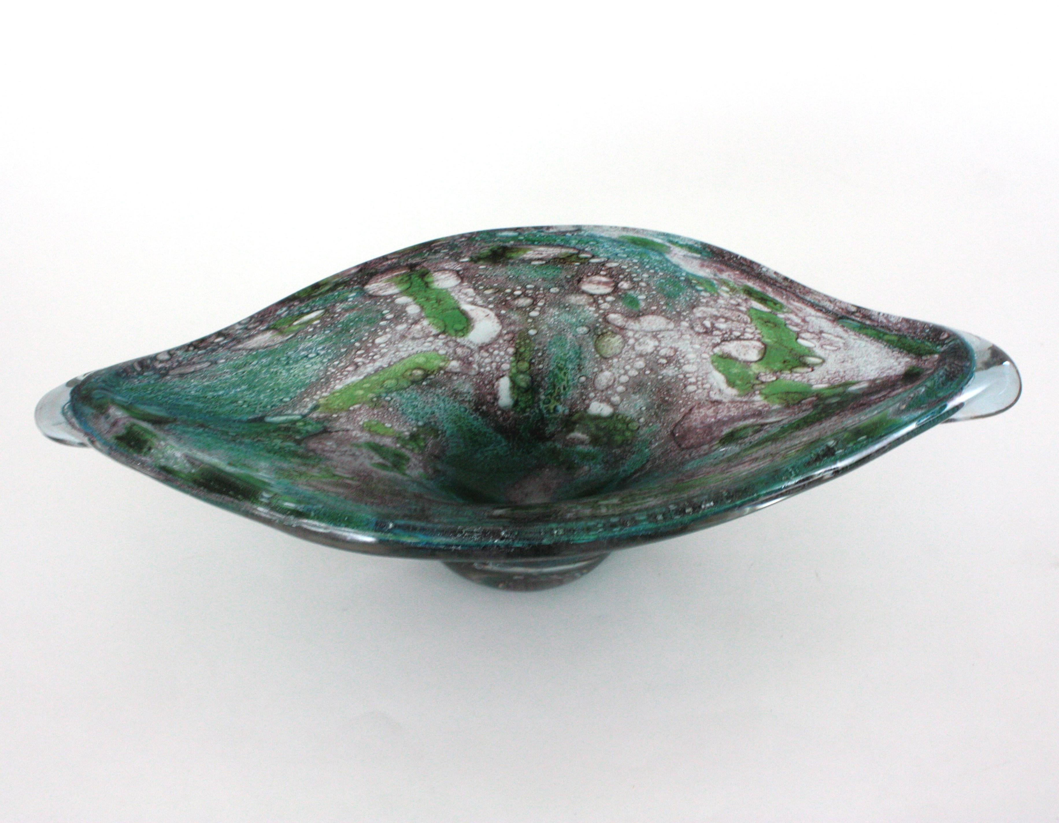 AVEM Murano Pulegoso Púrpura Azul Jarrón Centro de Mesa de Vidrio Artístico en venta 3