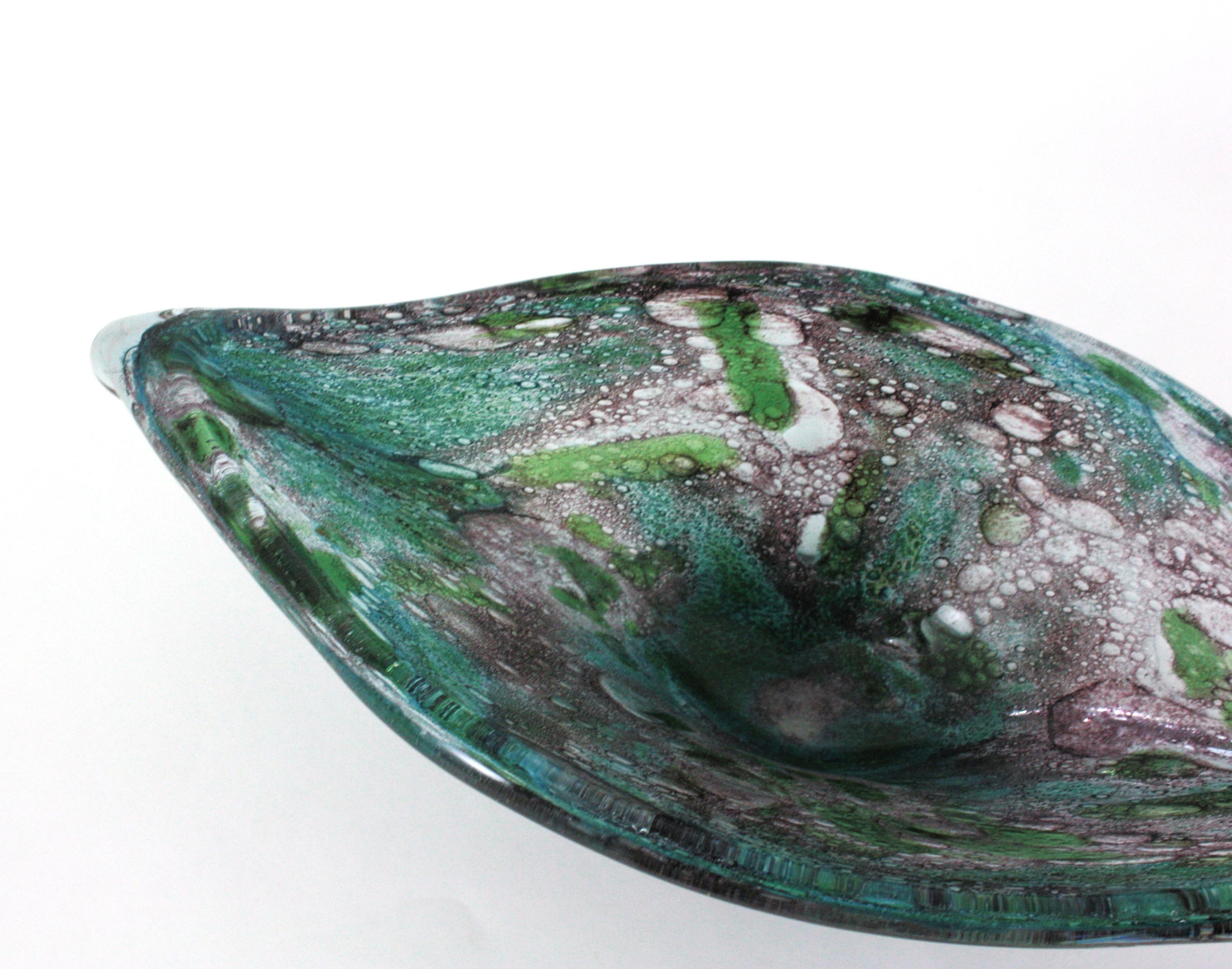 AVEM Murano Pulegoso Púrpura Azul Jarrón Centro de Mesa de Vidrio Artístico en venta 5