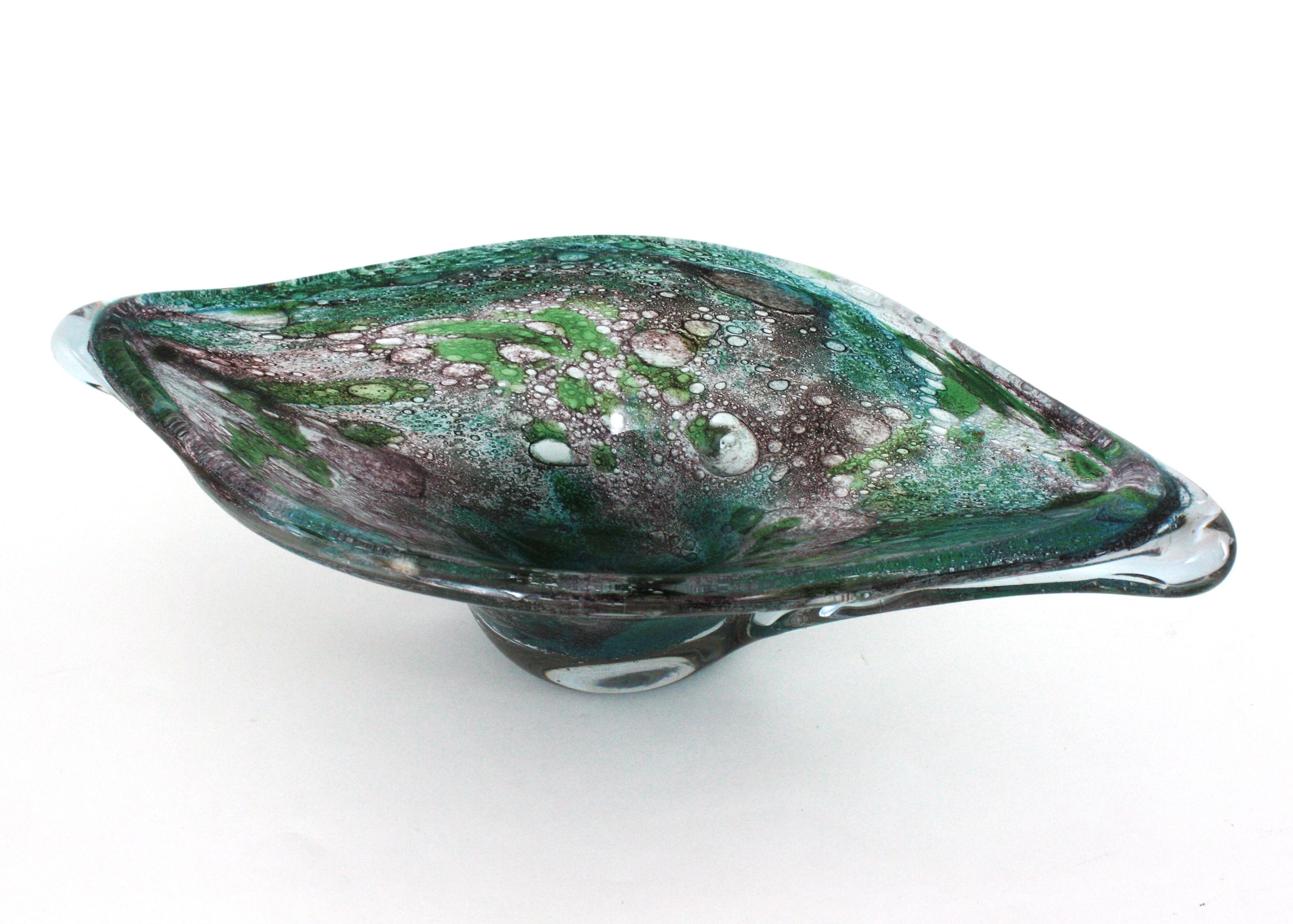 AVEM Murano Pulegoso Púrpura Azul Jarrón Centro de Mesa de Vidrio Artístico en venta 6