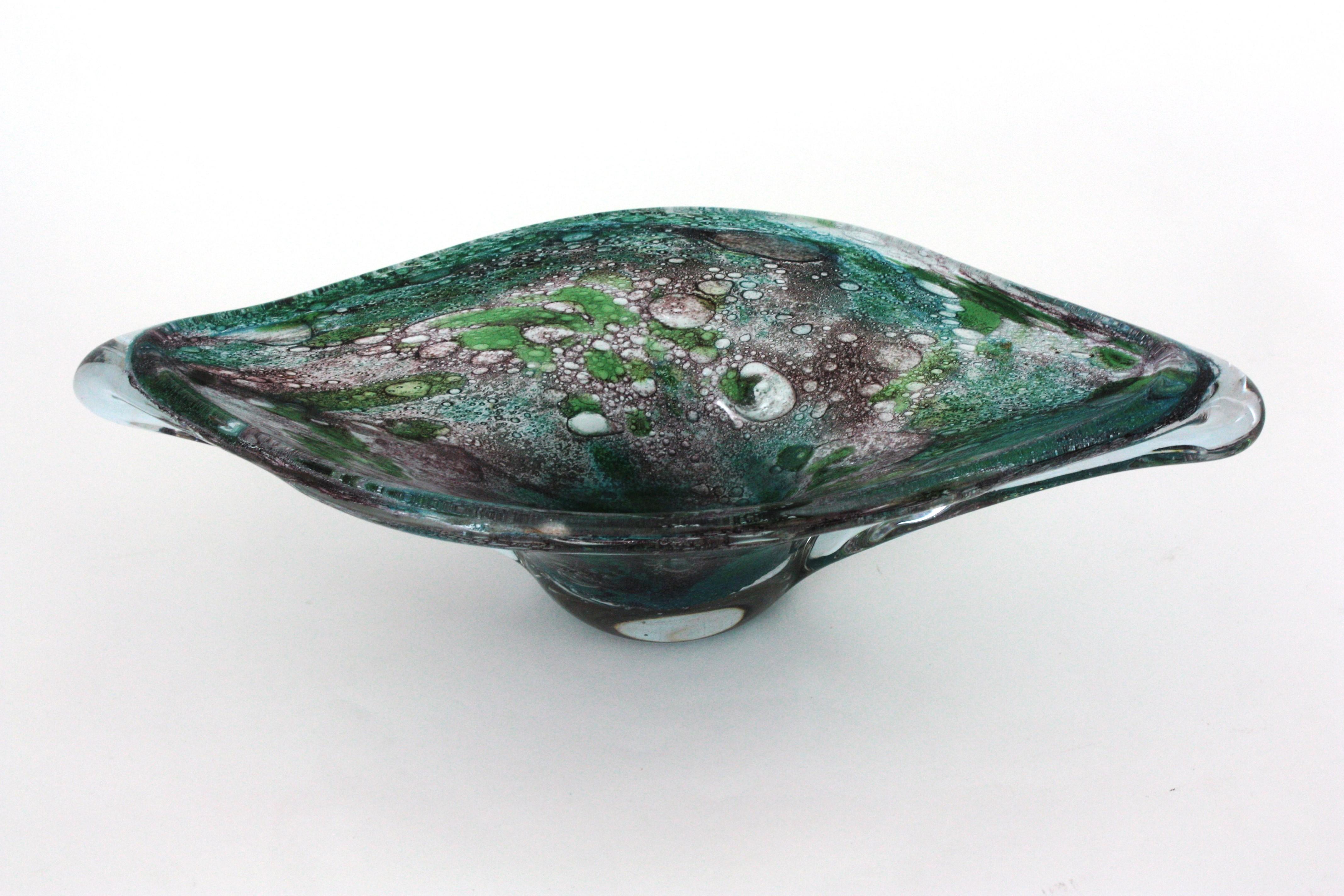 AVEM Murano Pulegoso Púrpura Azul Jarrón Centro de Mesa de Vidrio Artístico en venta 7
