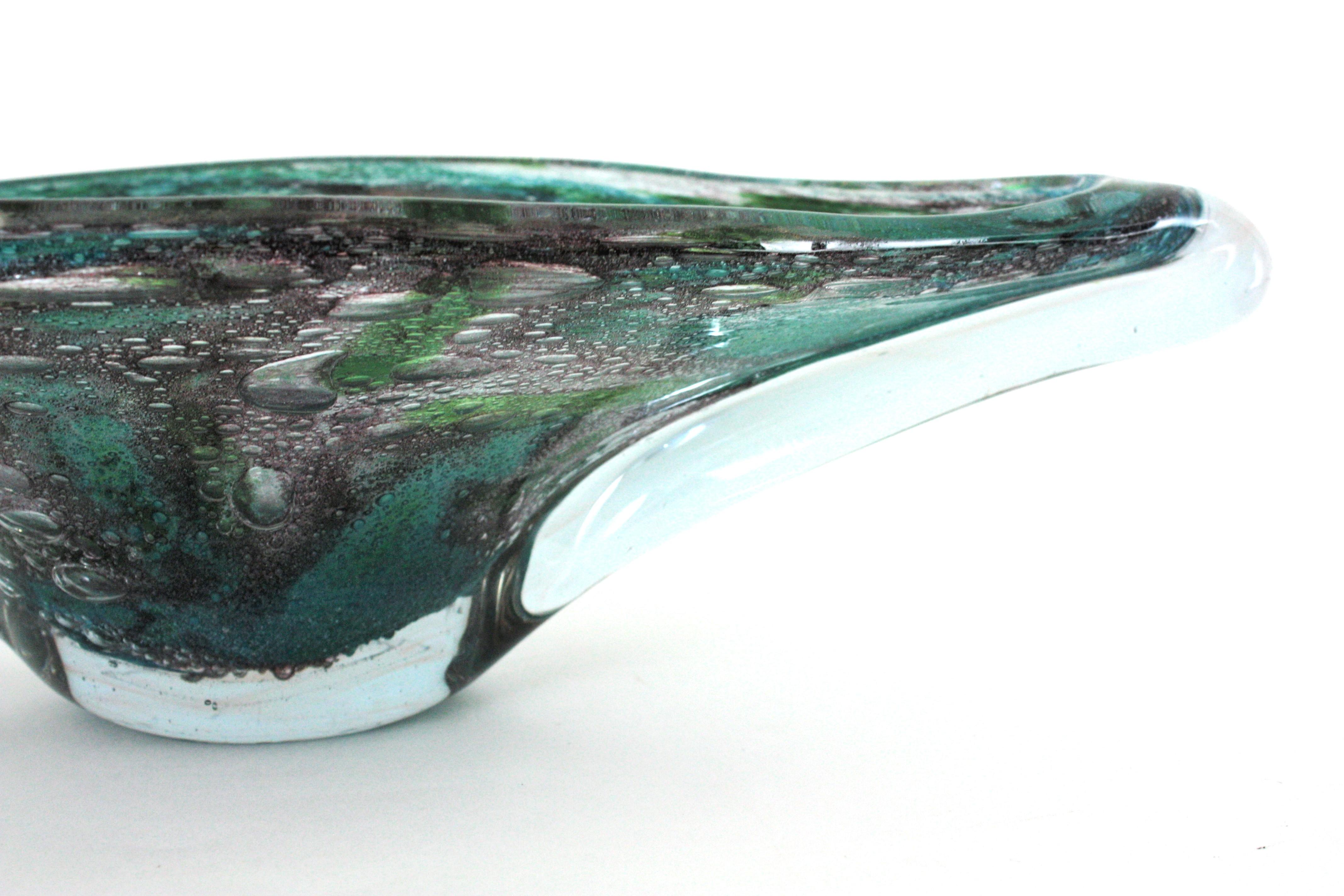 AVEM Murano Pulegoso Púrpura Azul Jarrón Centro de Mesa de Vidrio Artístico en venta 8