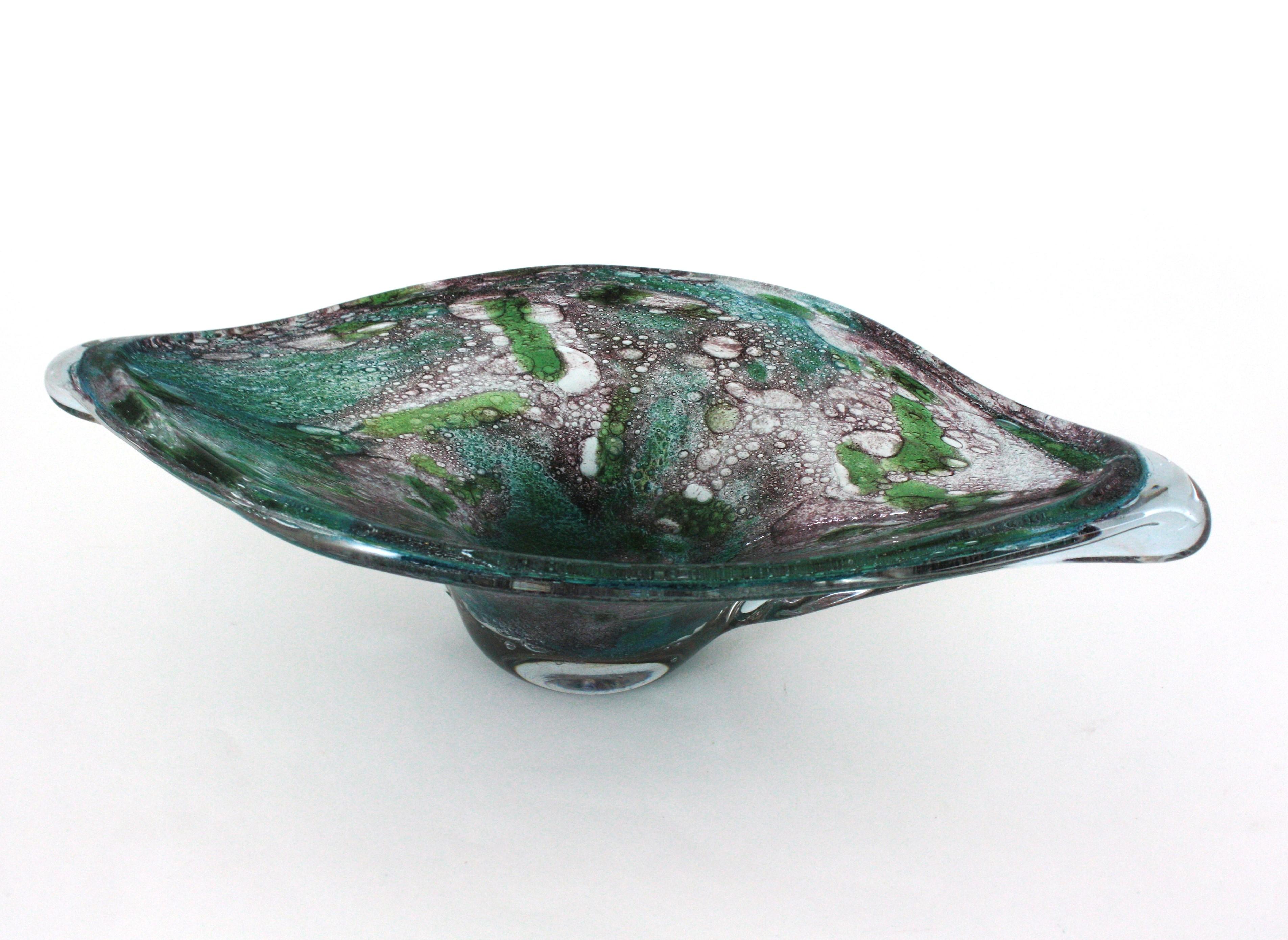 AVEM Murano Pulegoso Púrpura Azul Jarrón Centro de Mesa de Vidrio Artístico en venta 9