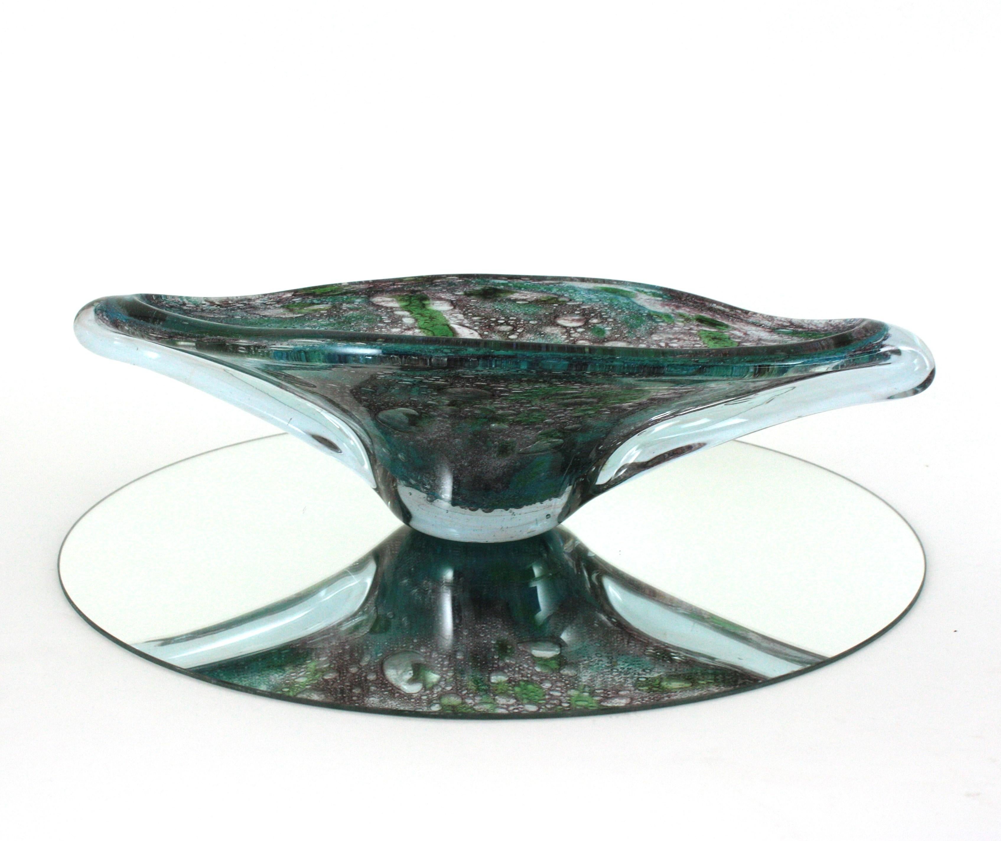 AVEM Murano Pulegoso Púrpura Azul Jarrón Centro de Mesa de Vidrio Artístico en Bueno estado para la venta en Barcelona, ES