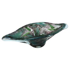 AVEM Murano Pulegoso Purple Blue Art Glass Centerpiece Vase