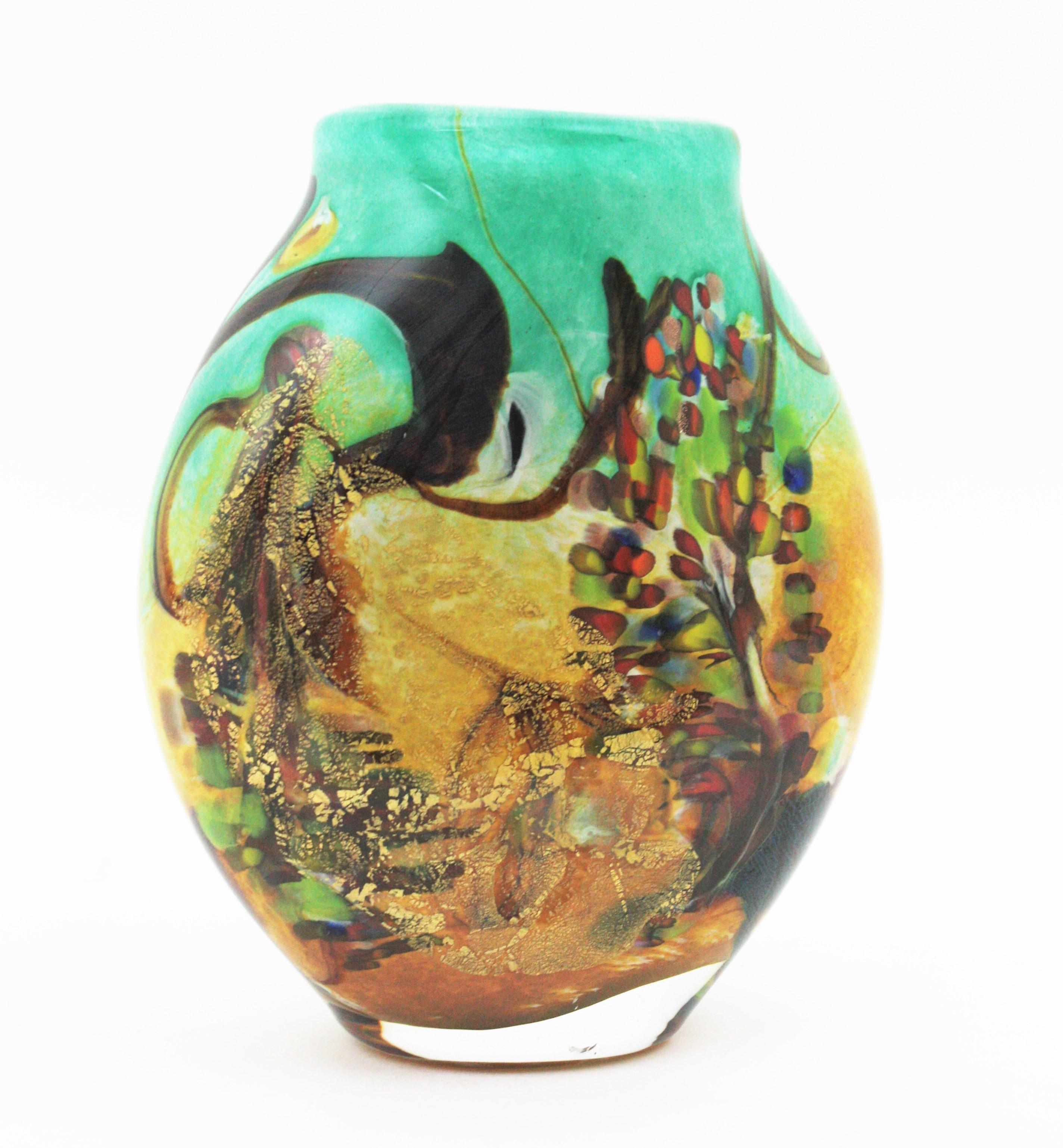 20th Century AVEM Murano Tutti Frutti Murrine Multicolor Art Glass Vase, 1950s  For Sale